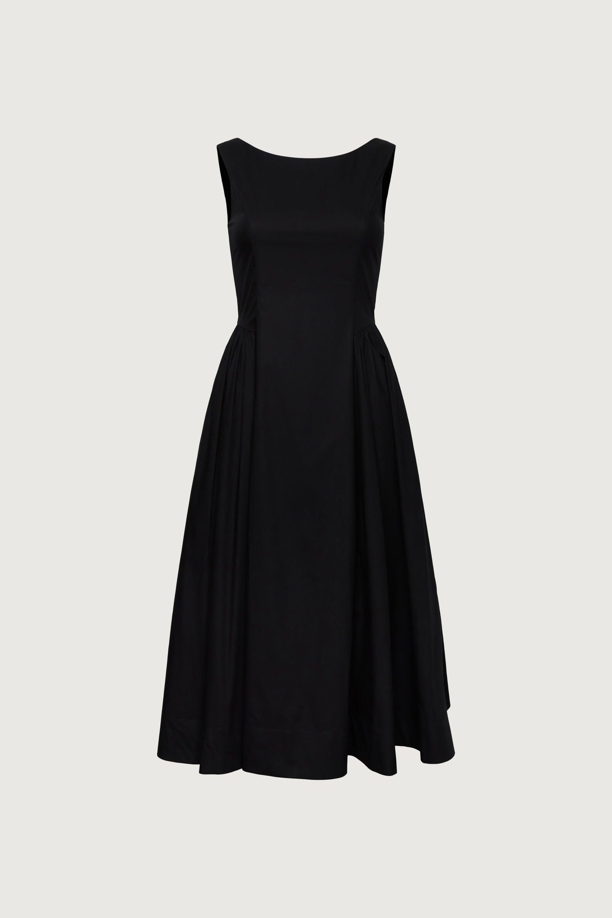 COTTON POPLIN HIGH NECK MIDI DRESS by OAK + FORT