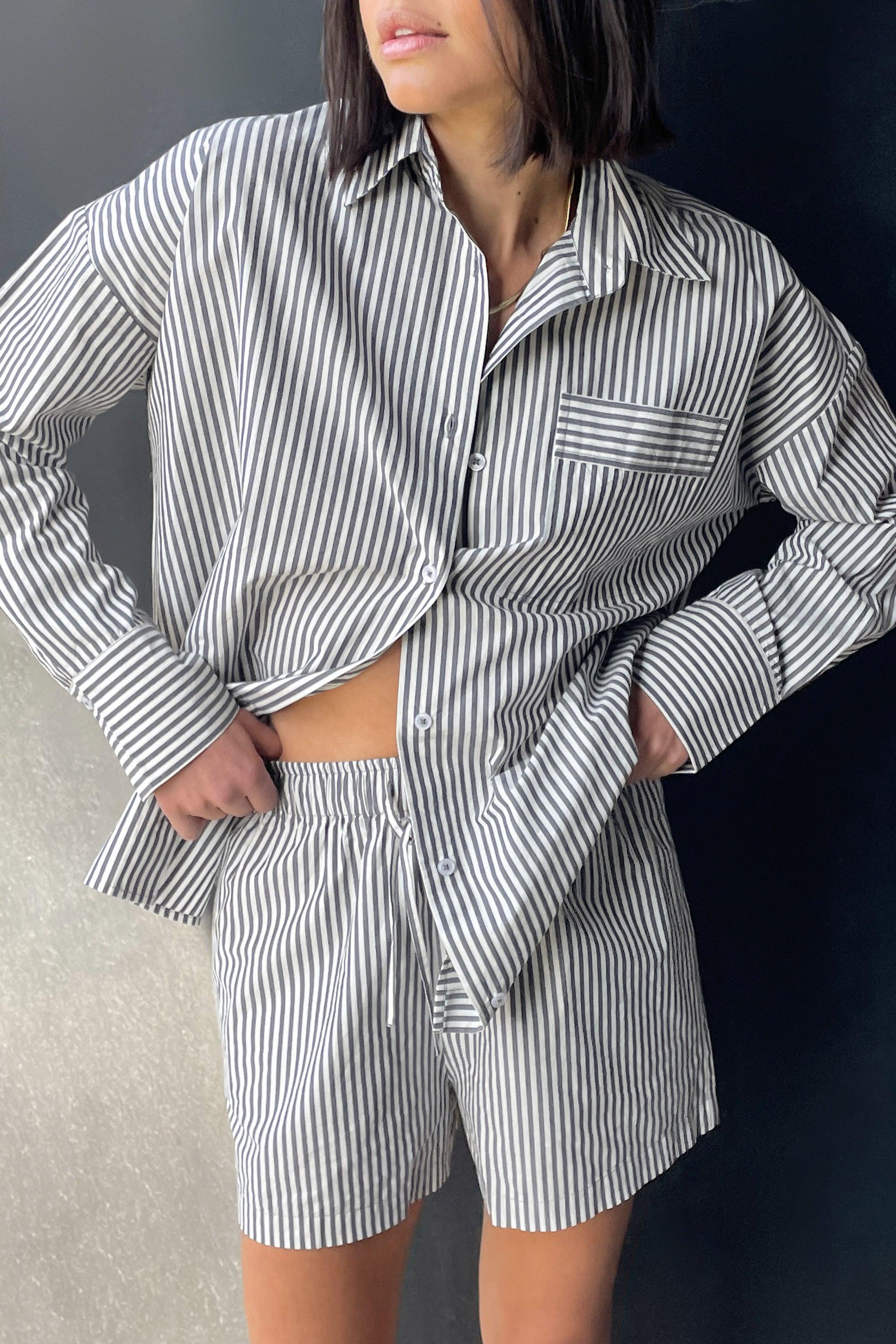 COTTON POPLIN STRIPED SHORT by OAK + FORT