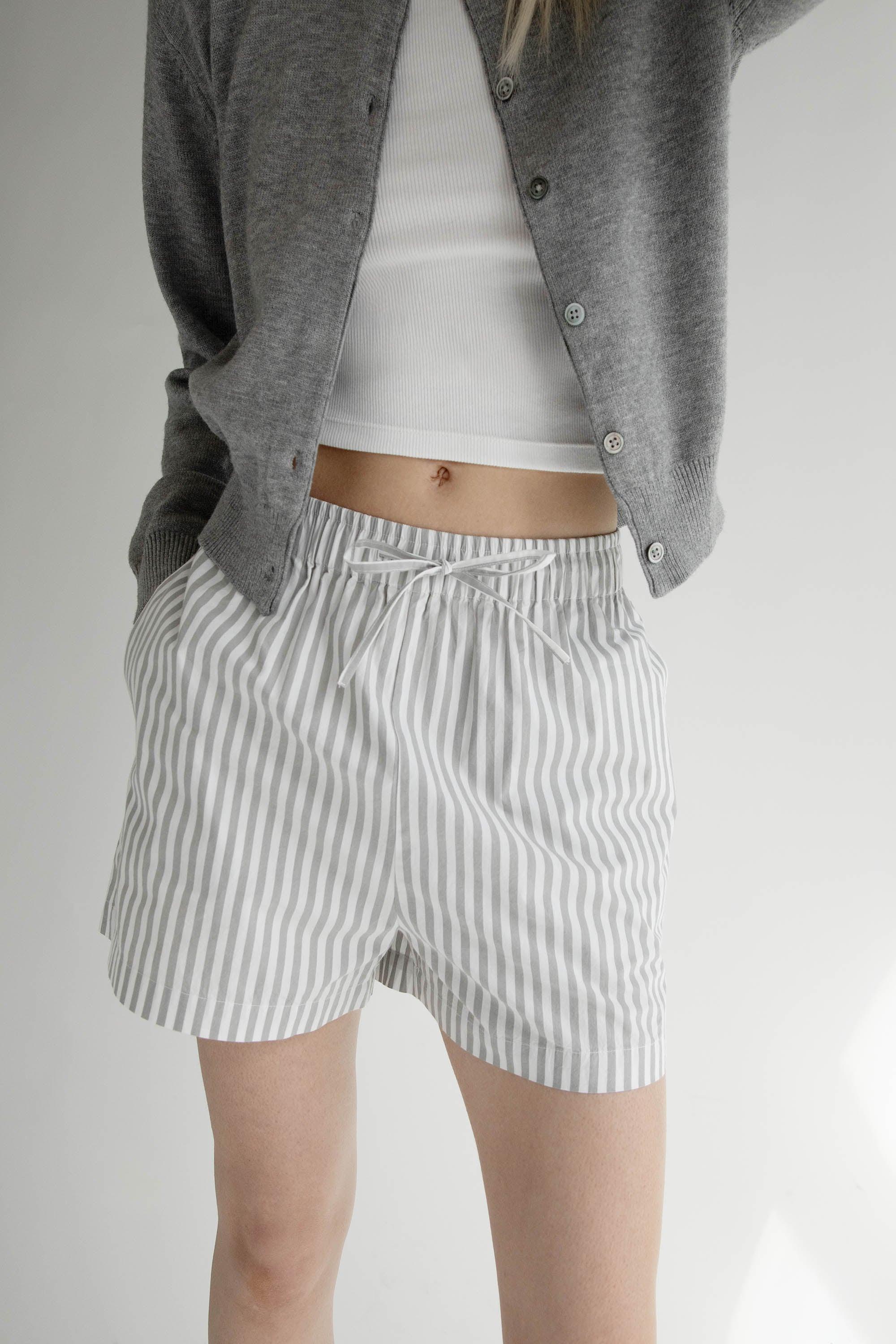COTTON POPLIN STRIPED SHORT by OAK + FORT