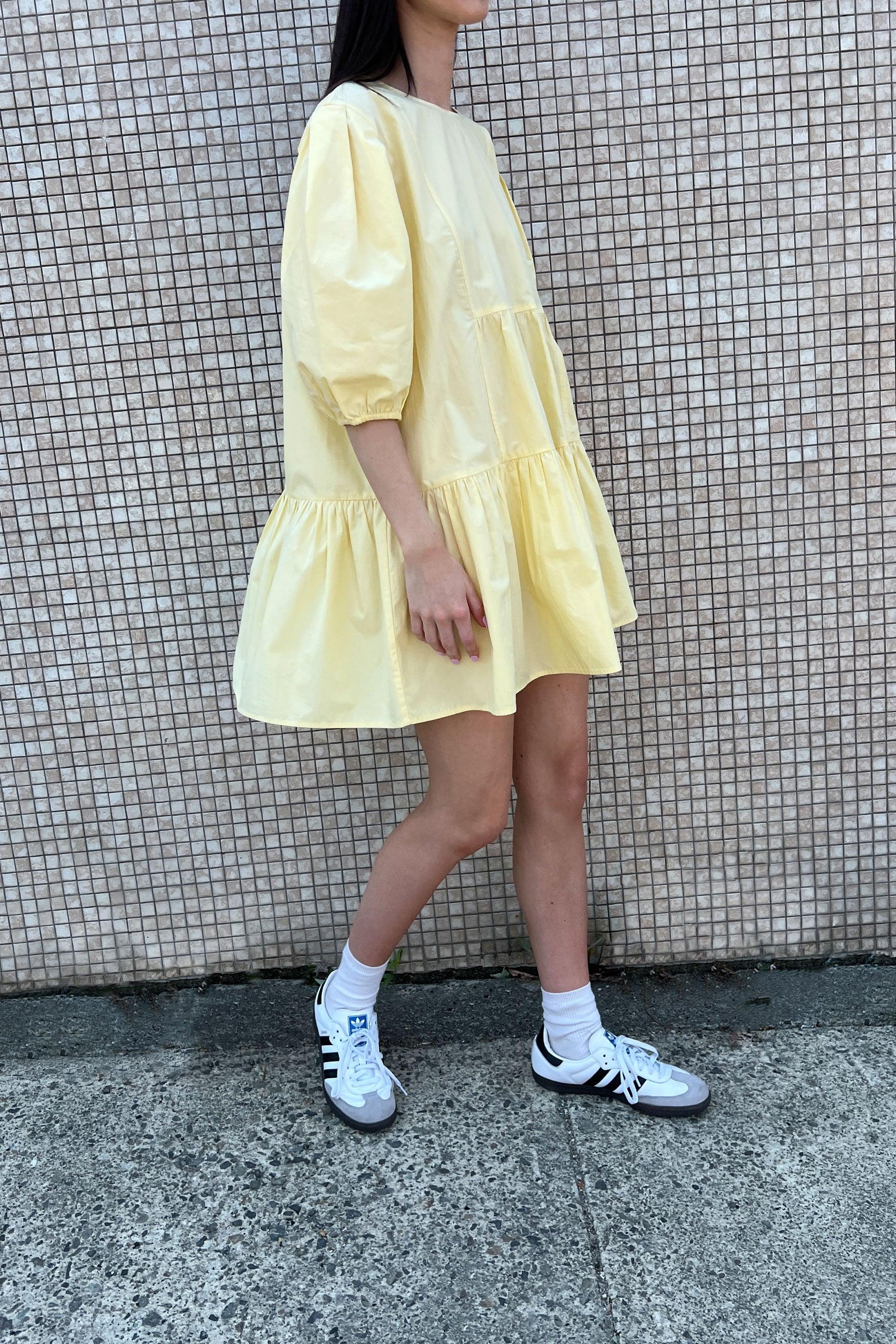 COTTON POPLIN TIERED MINI DRESS by OAK + FORT