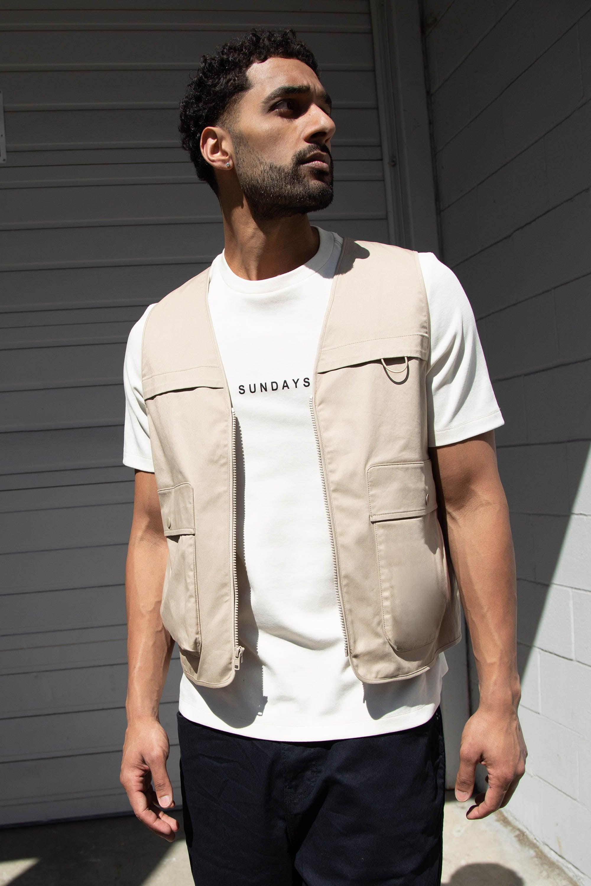 COTTON-TWILL CARGO UTILITY VEST by OAK + FORT