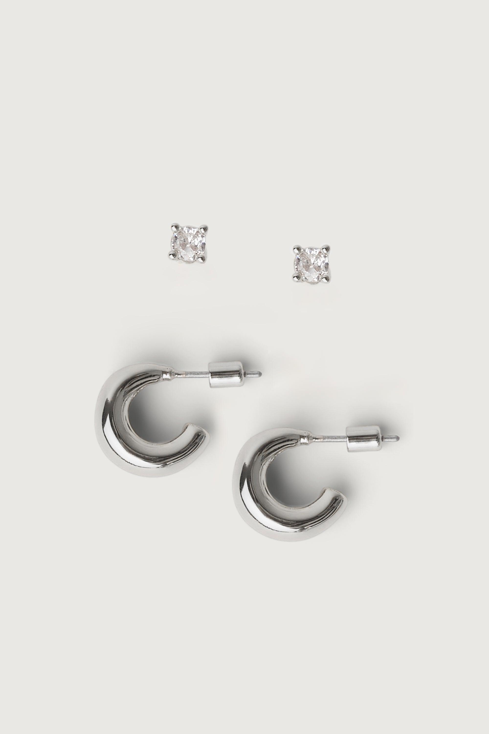 CRESCENT STUD EARRING SET by OAK + FORT