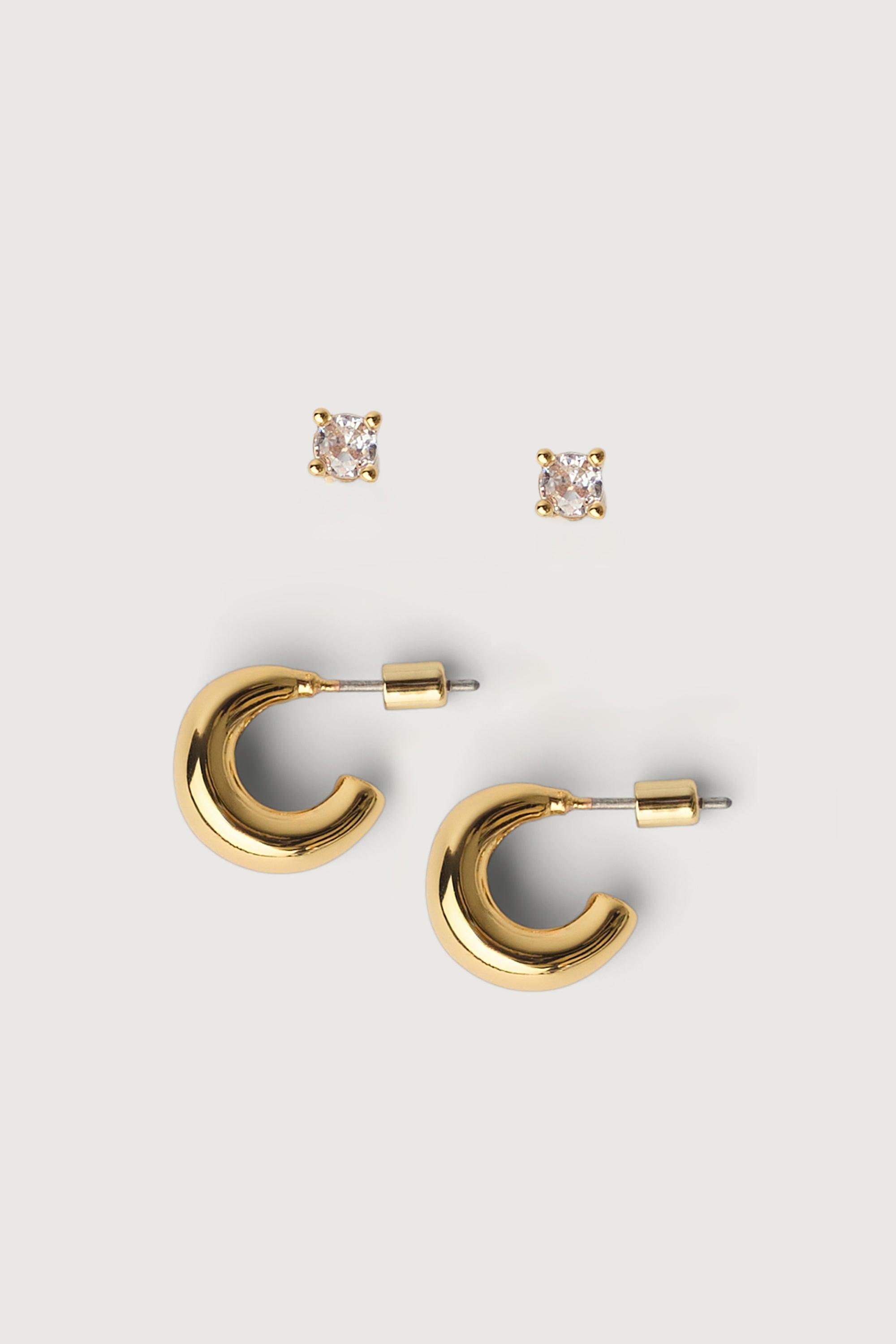 CRESCENT STUD EARRING SET by OAK + FORT
