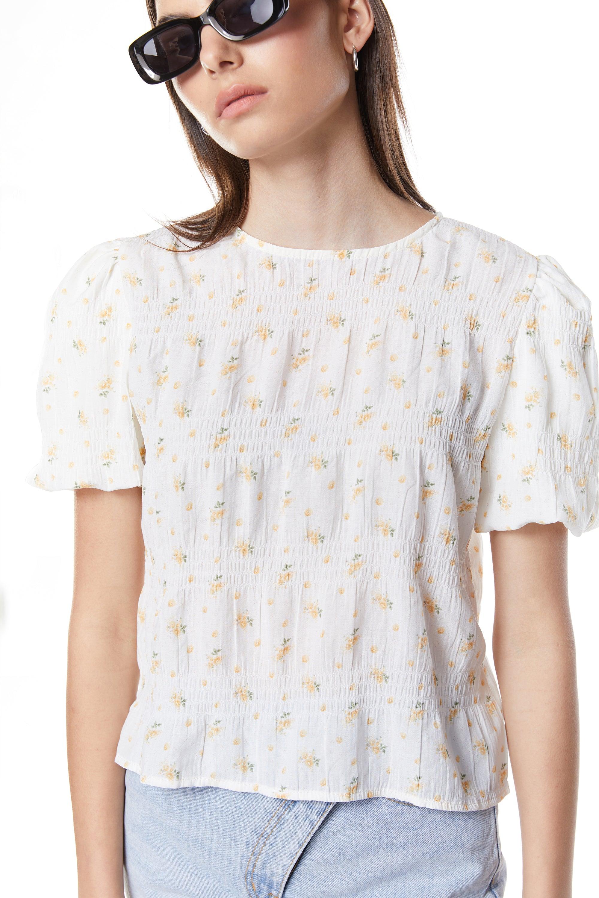CRINKLED FLORAL TOP by OAK + FORT