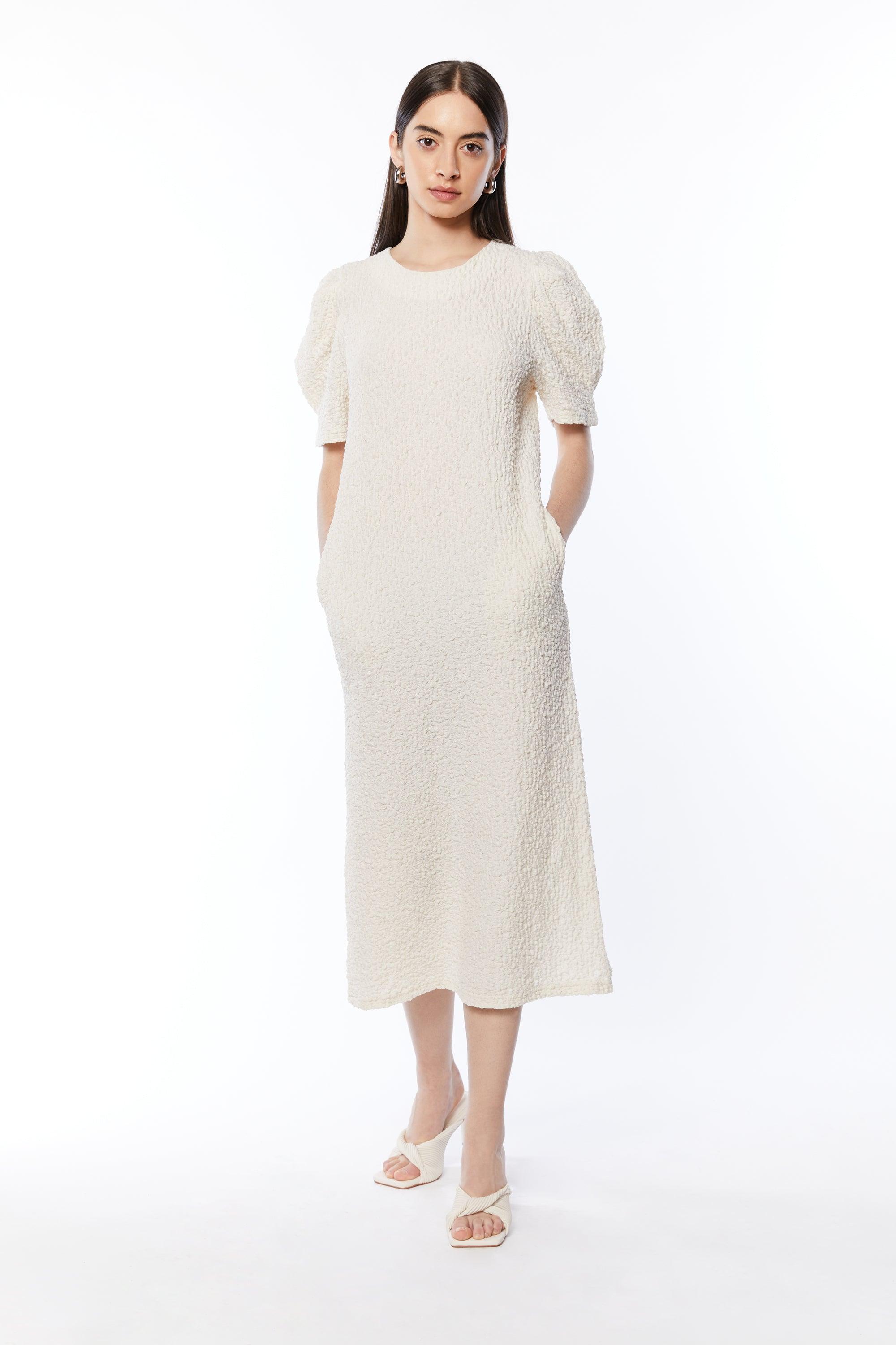 CRINKLED MIDI DRESS by OAK + FORT
