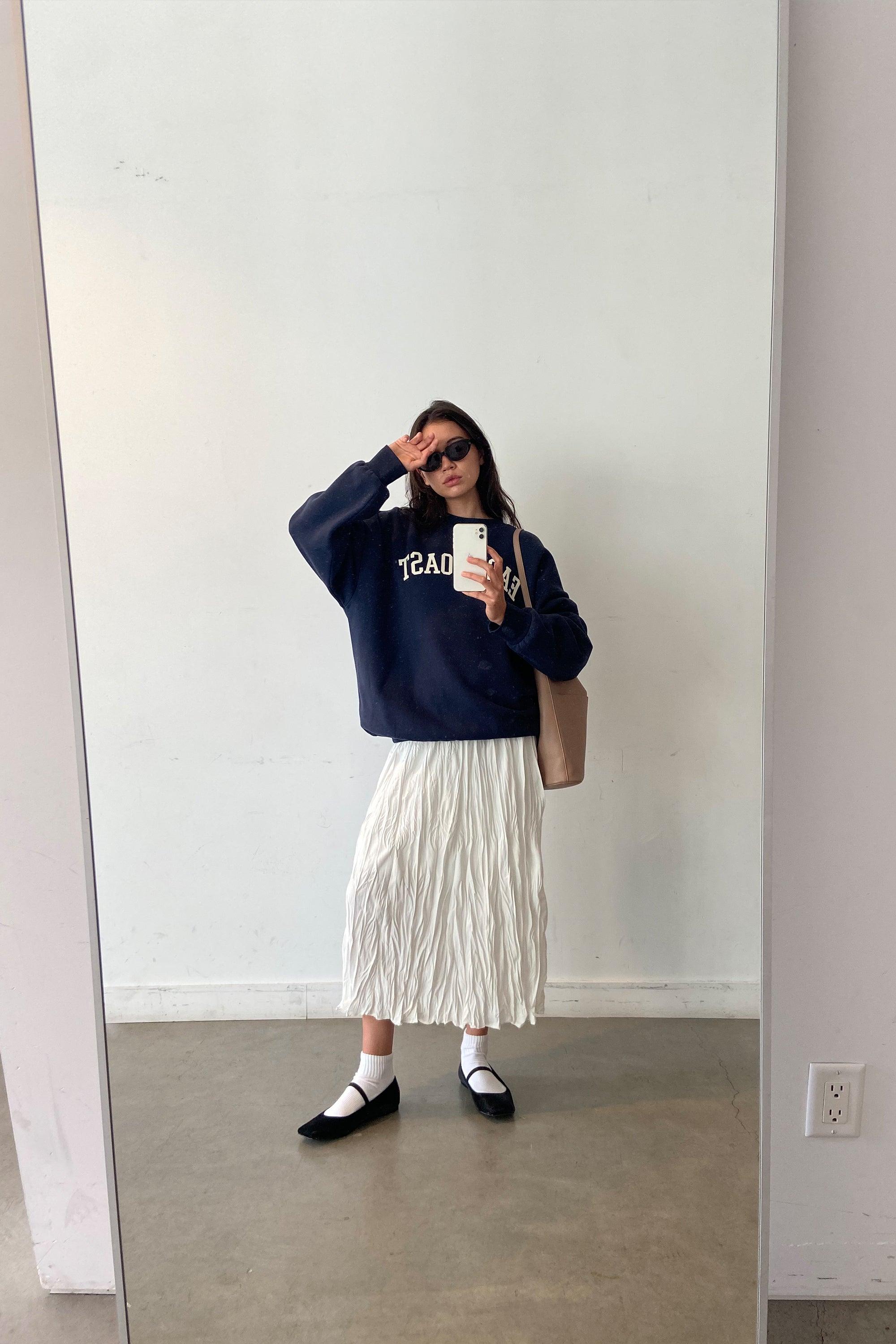 CRINKLED MIDI SKIRT by OAK + FORT