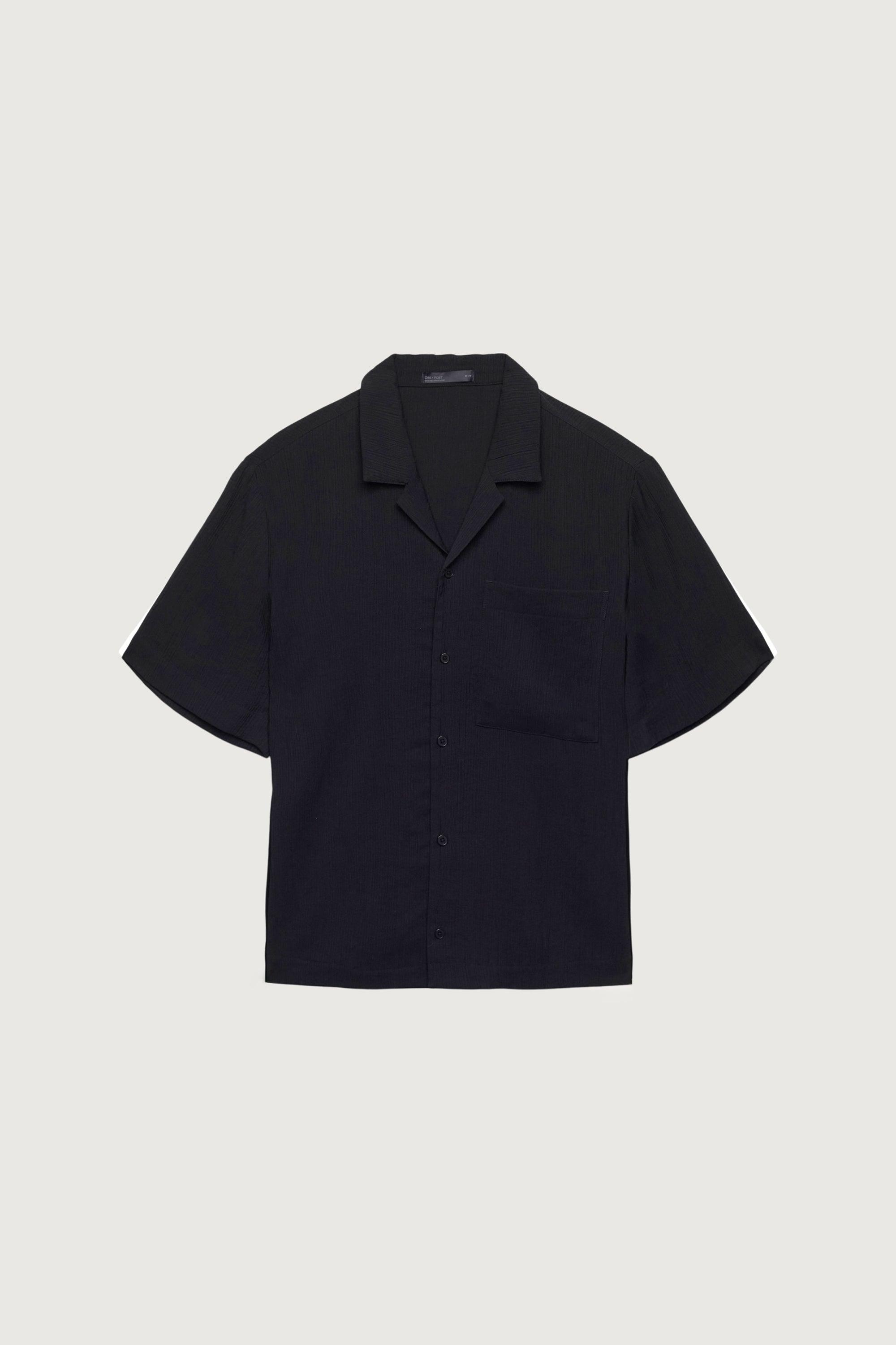 CRINKLED SHORT SLEEVE BUTTON UP SHIRT by OAK + FORT