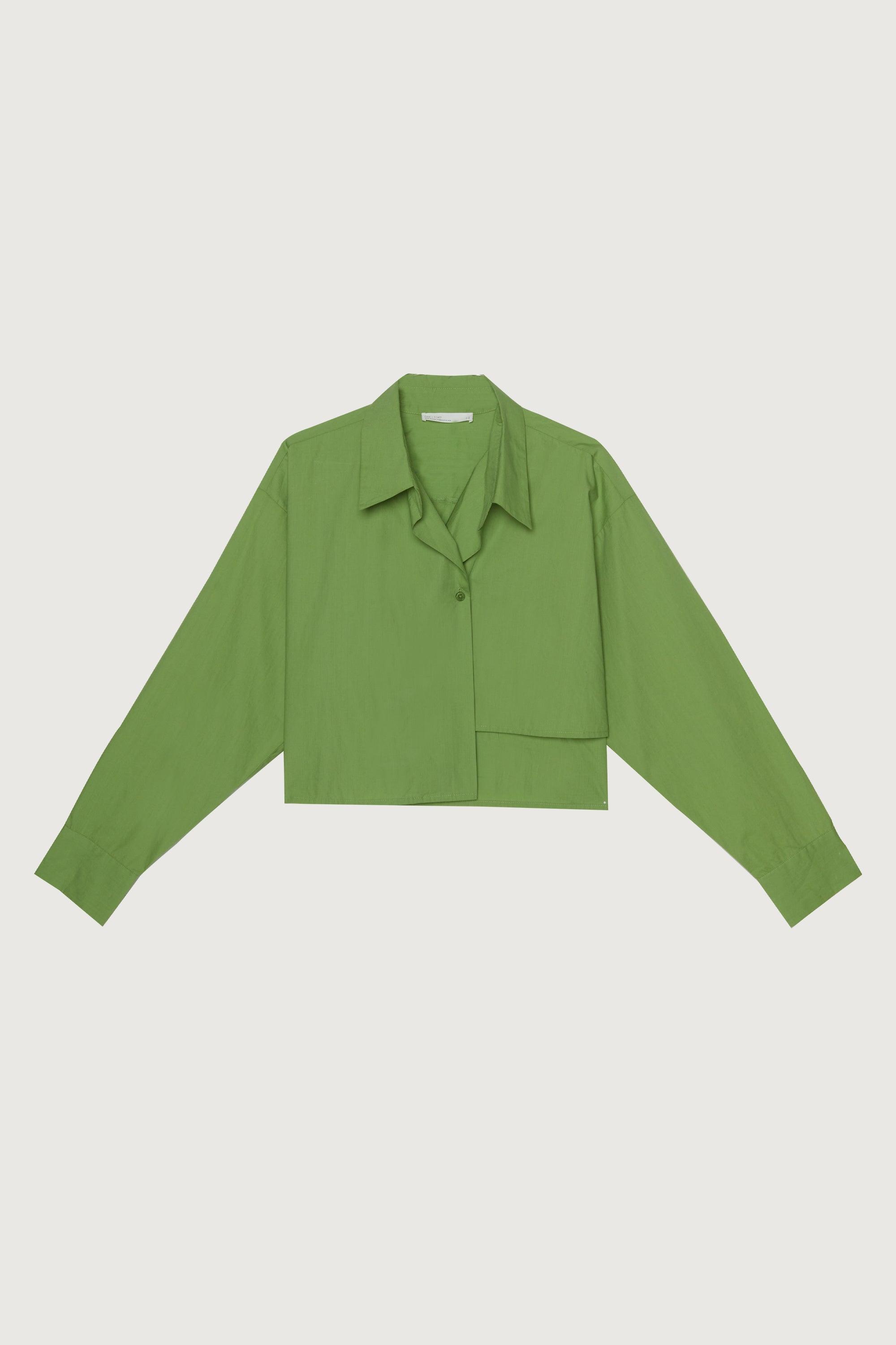 CROPPED ASYMMETRICAL HEM SHIRT by OAK + FORT