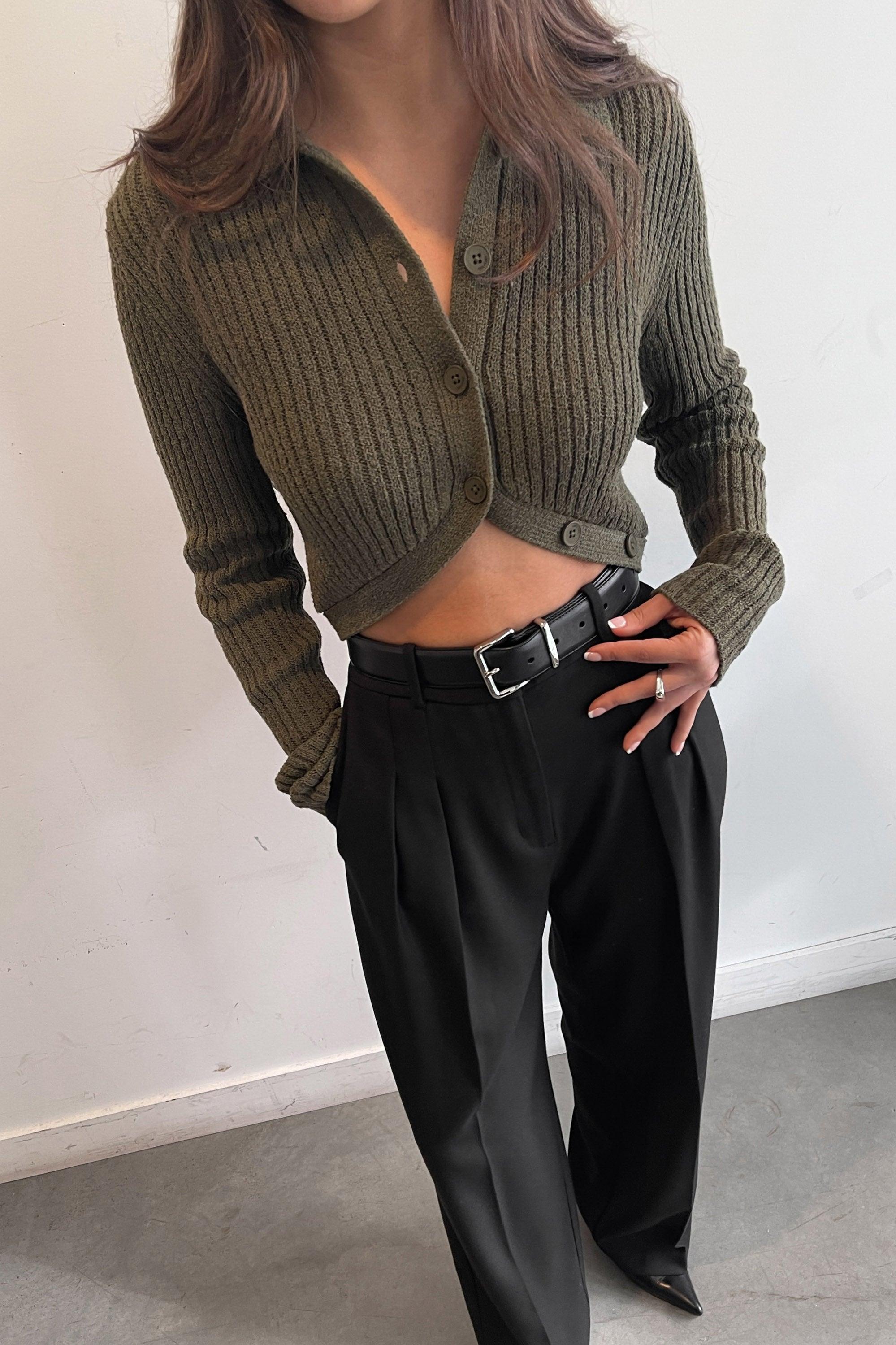 CROPPED BUTTON FRONT CARDIGAN by OAK + FORT