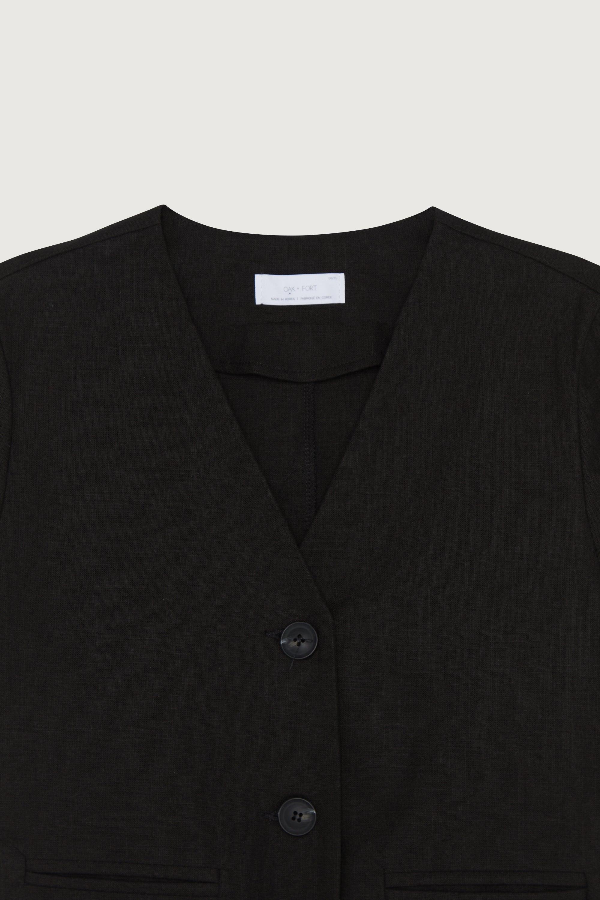 CROPPED COLLARLESS BLAZER by OAK + FORT
