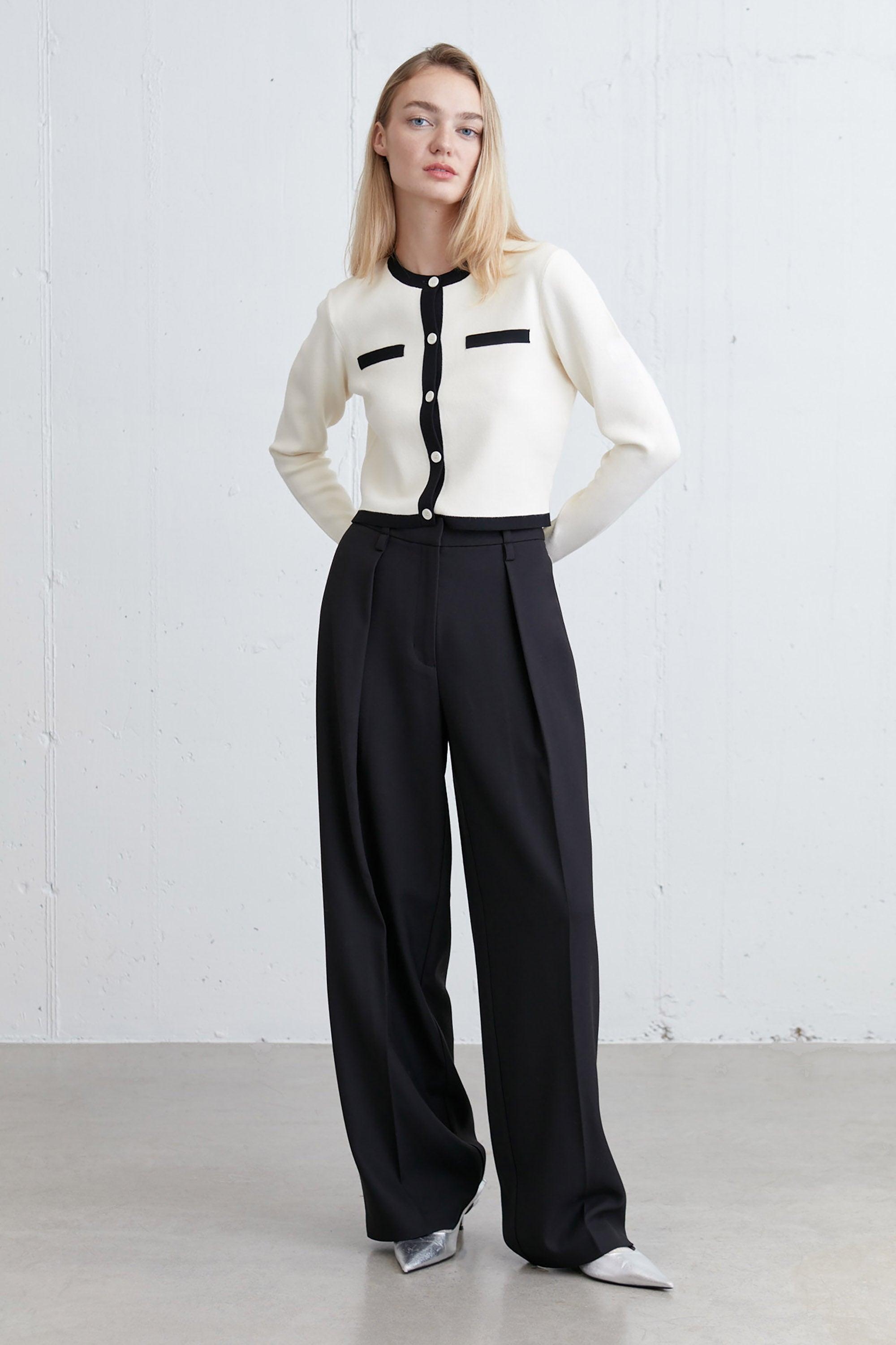 CROPPED CONTRAST TRIM CARDIGAN by OAK + FORT