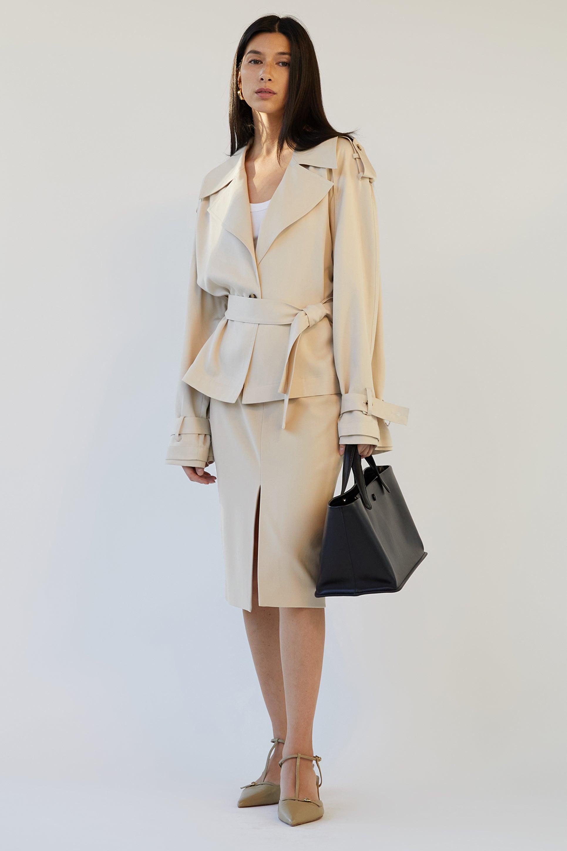 CROPPED FLOWY TRENCH COAT by OAK + FORT