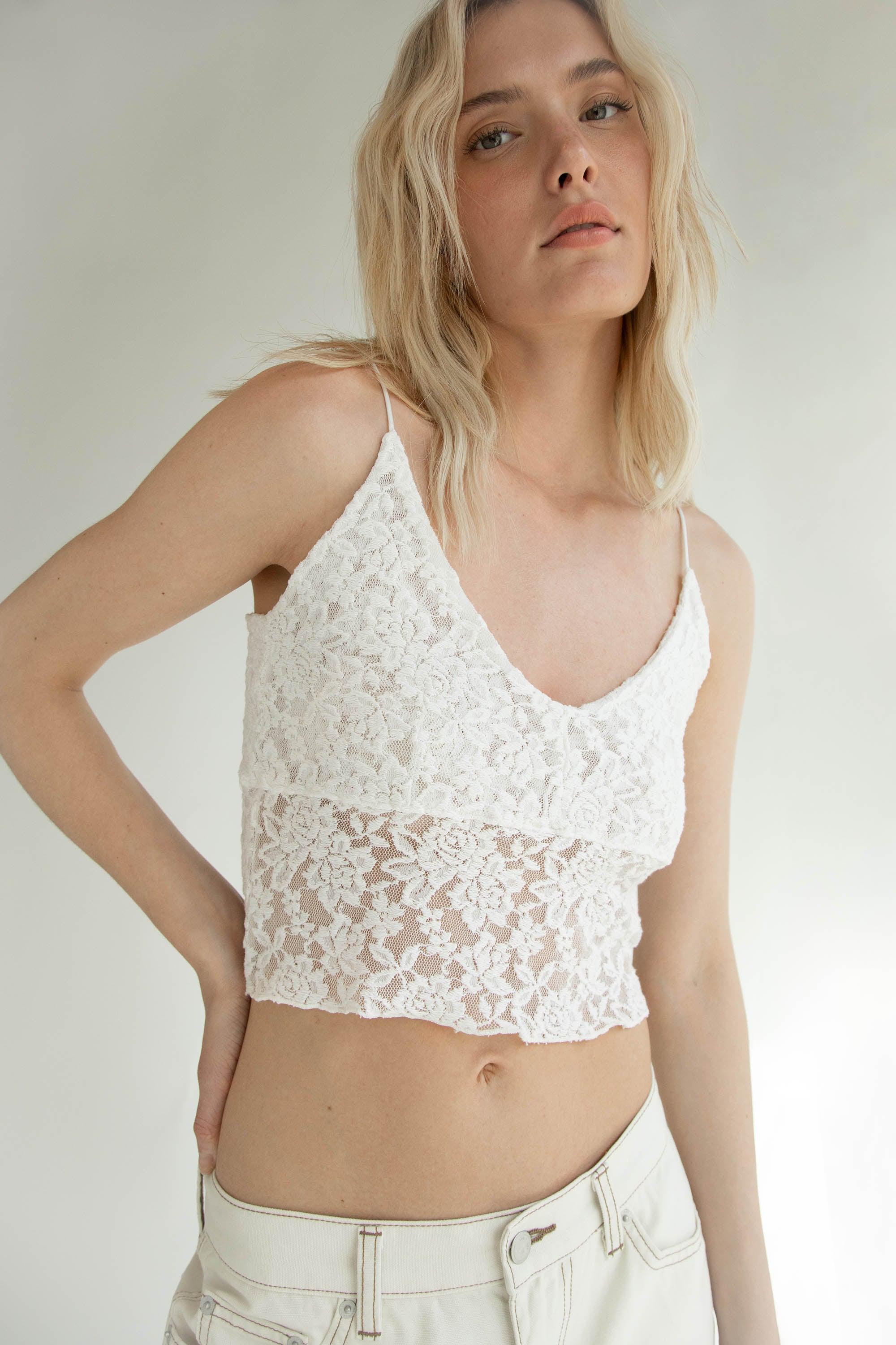 CROPPED LACE TANK TOP by OAK + FORT