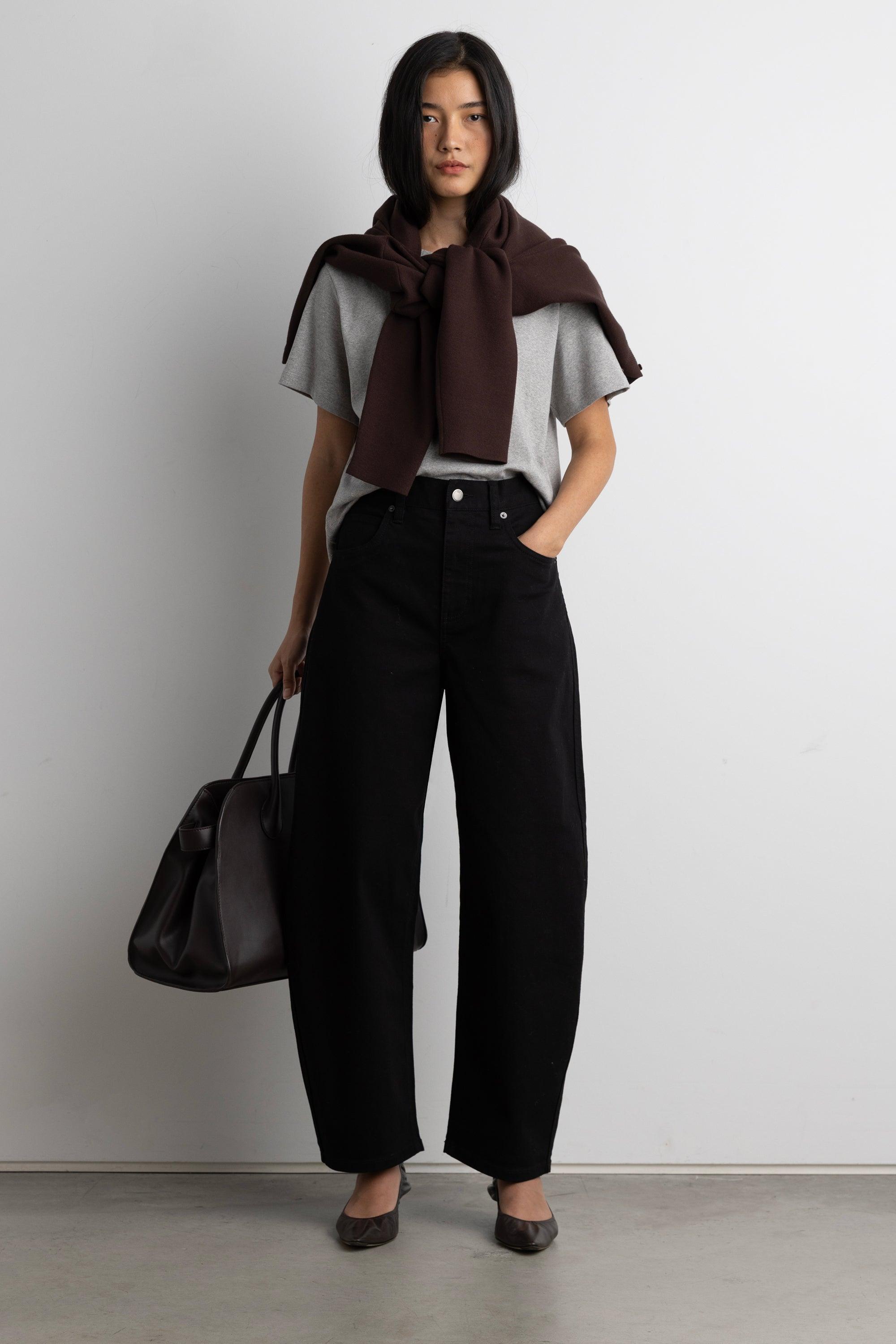 CROPPED LENGTH TWILL BARREL LEG PANT by OAK + FORT