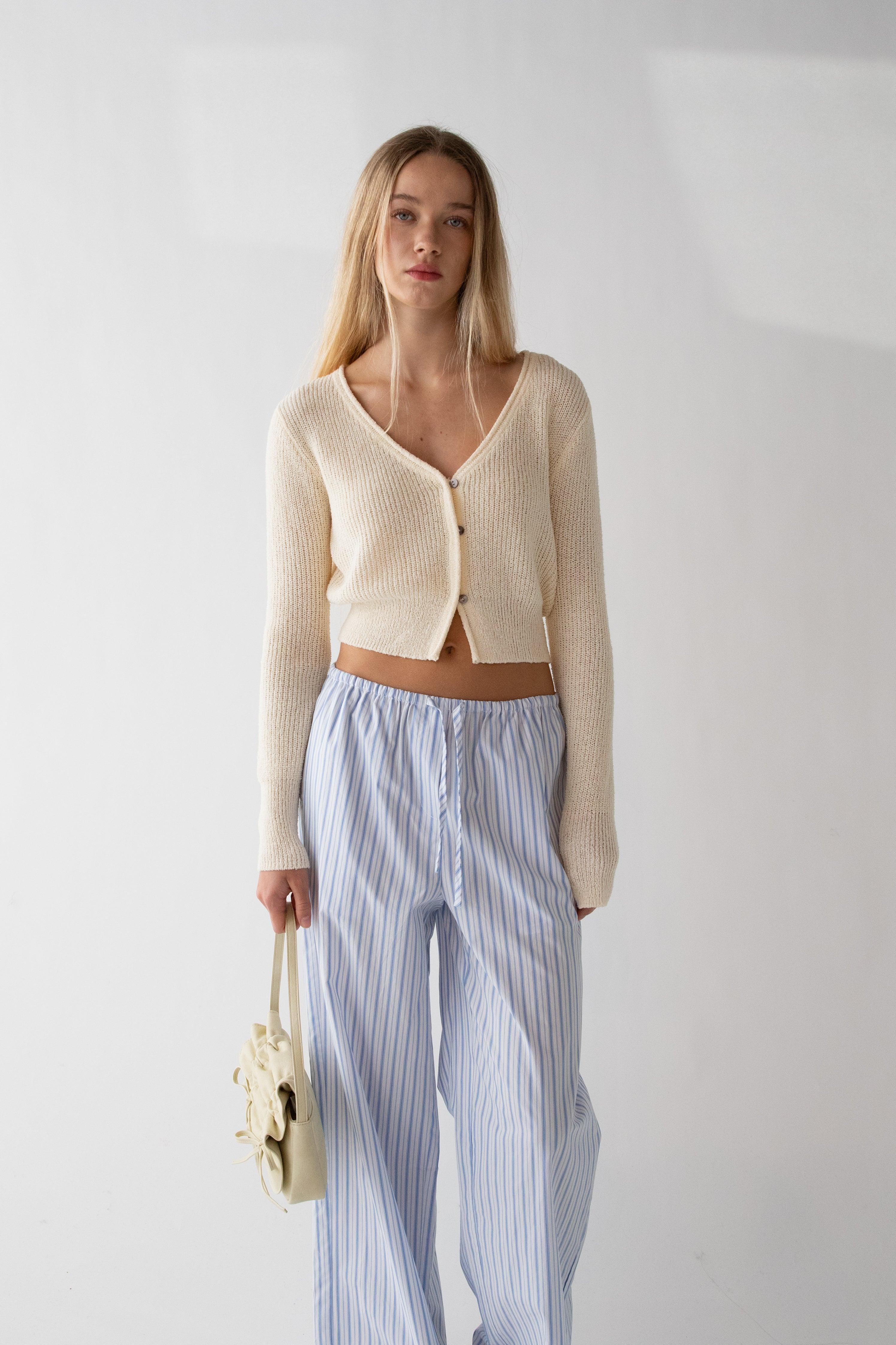 CROPPED LIGHTWEIGHT BUTTON FRONT CARDIGAN by OAK + FORT