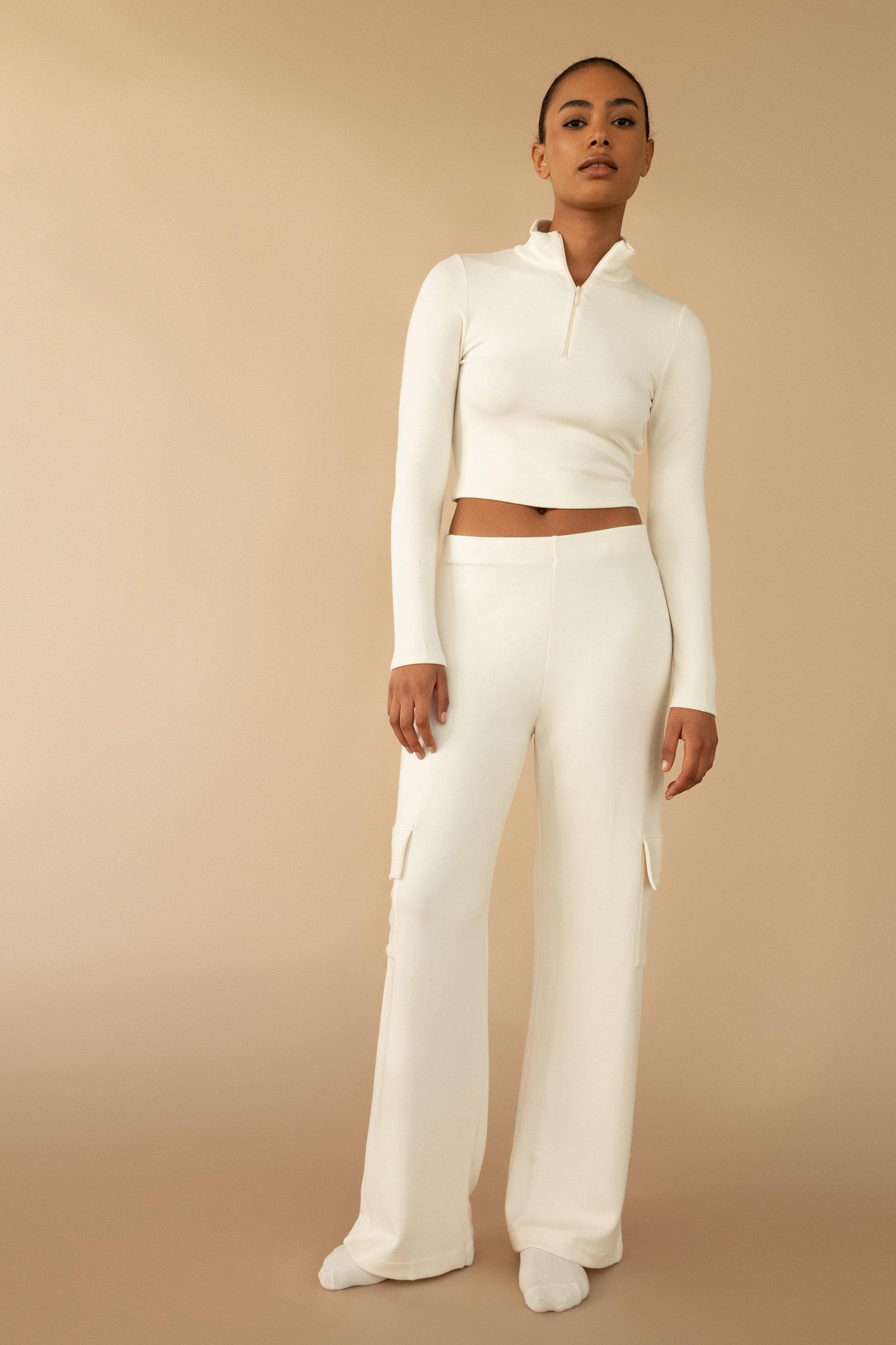 CROPPED QUARTER ZIP LONG SLEEVE TOP by OAK + FORT