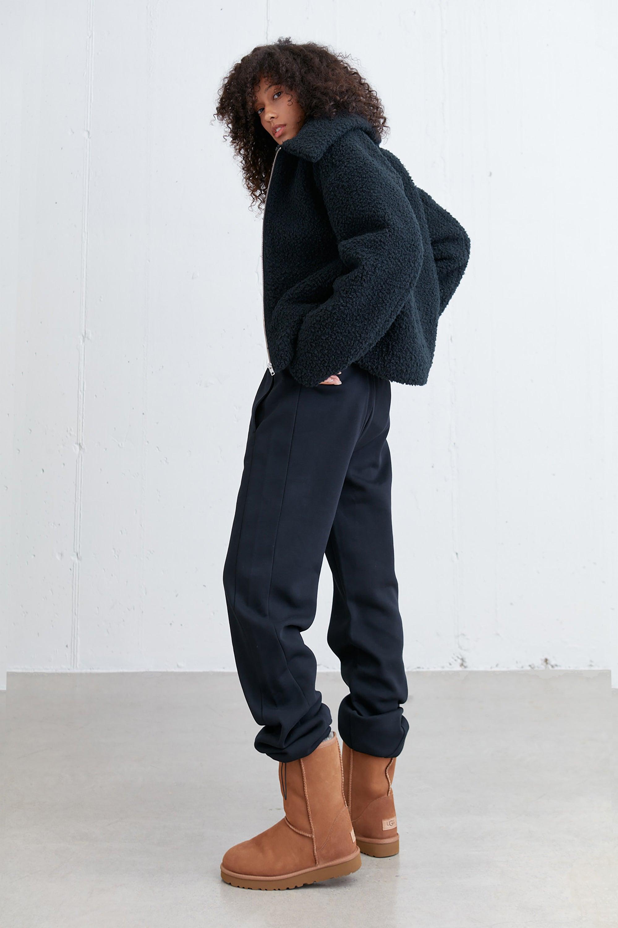 CROPPED SHEARLING BOMBER JACKET by OAK + FORT