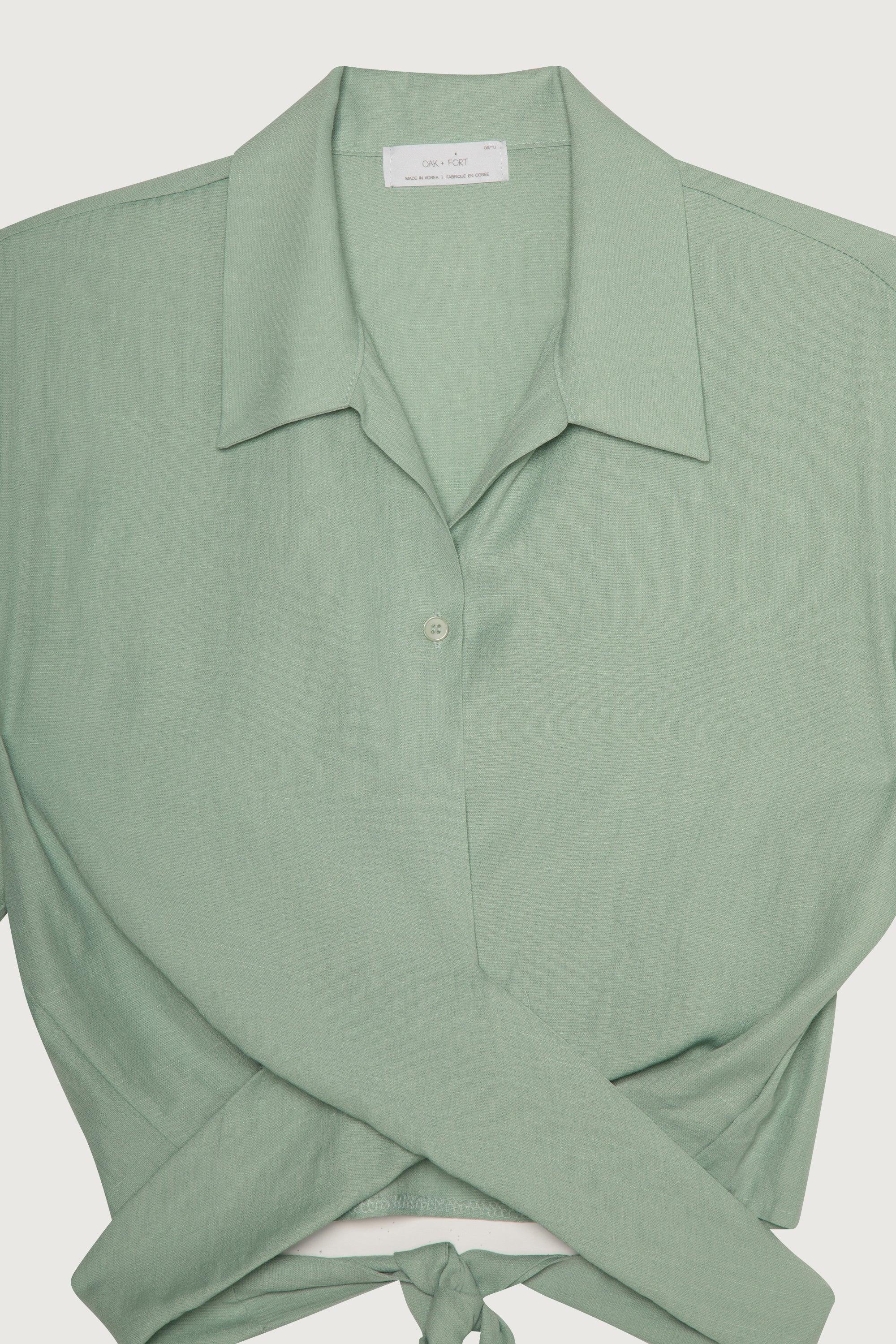 CROPPED SHIRT WITH WRAP TIES by OAK + FORT