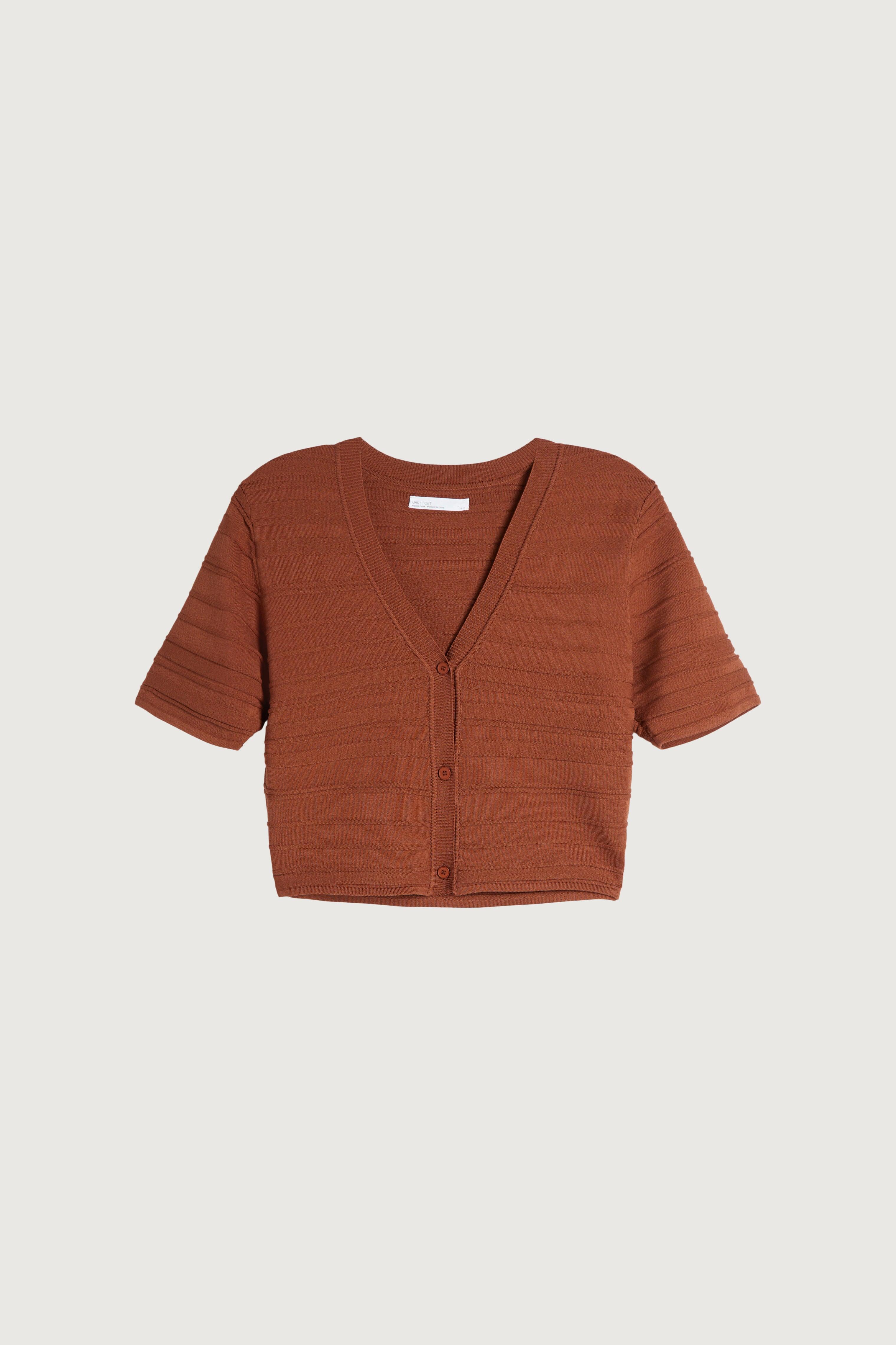 CROPPED SHORT SLEEVE CARDIGAN by OAK + FORT