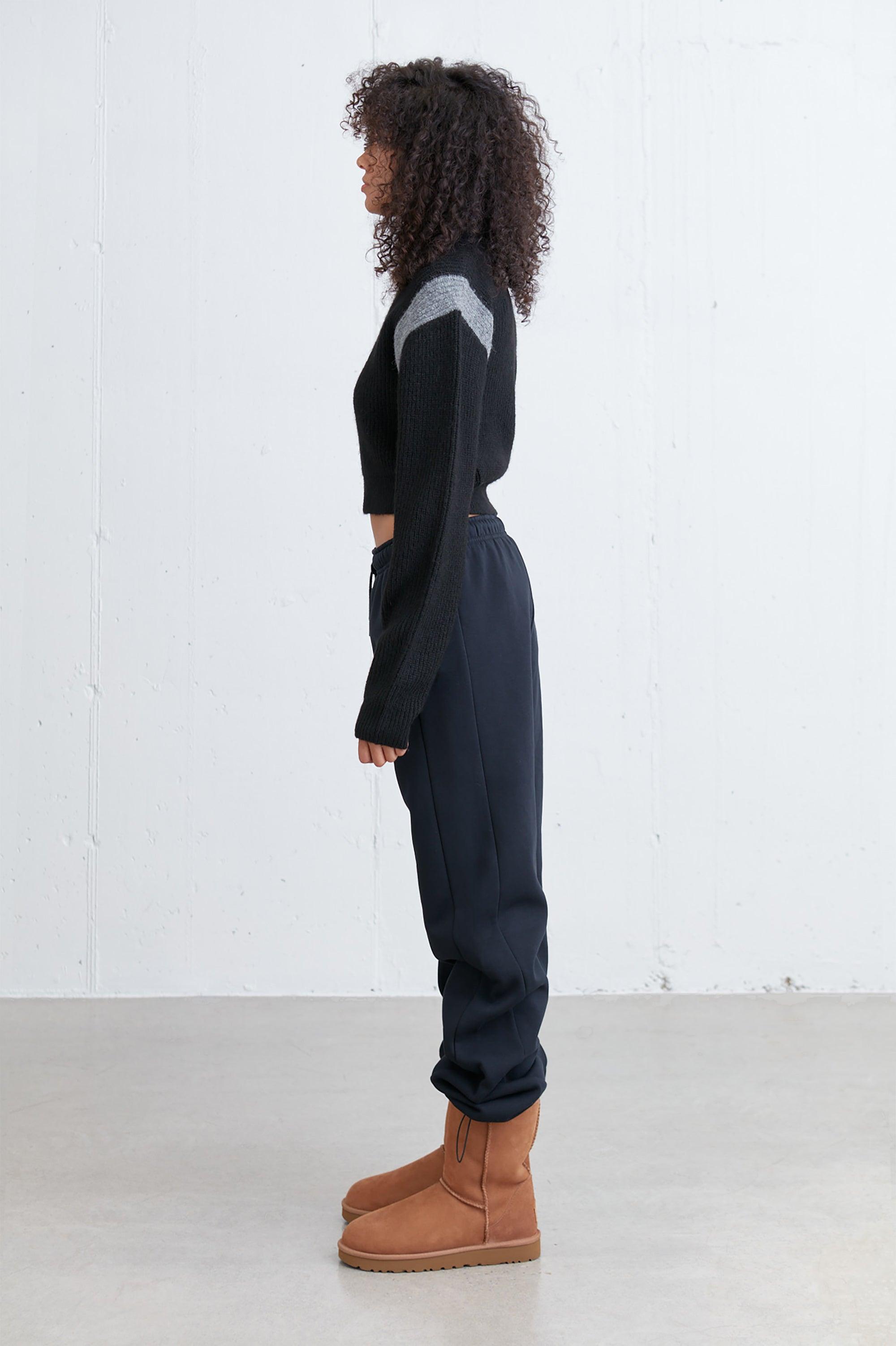 CROPPED SHOULDER CONTRAST SWEATER by OAK + FORT