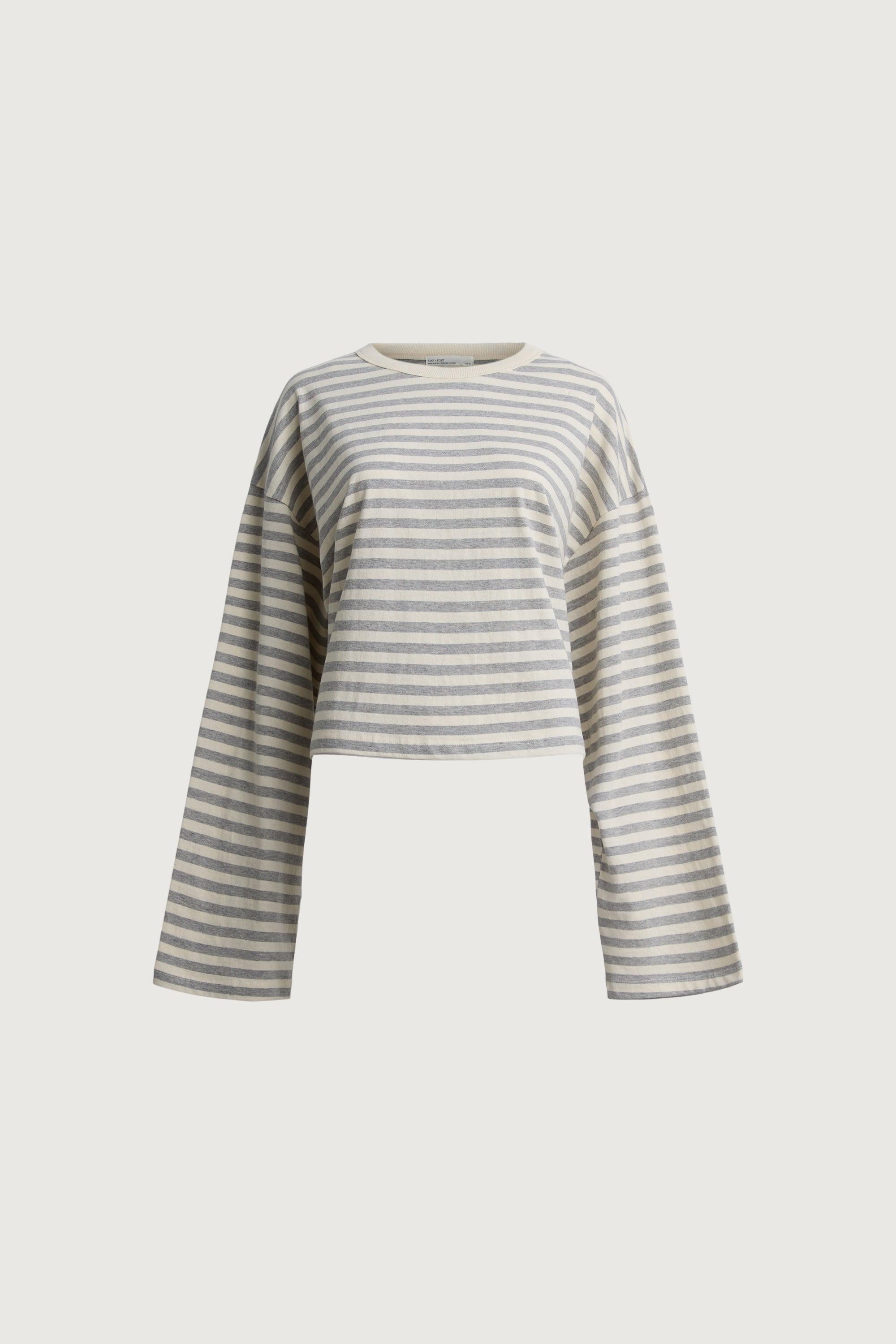 CROPPED STRIPED LONG SLEEVE T-SHIRT by OAK + FORT