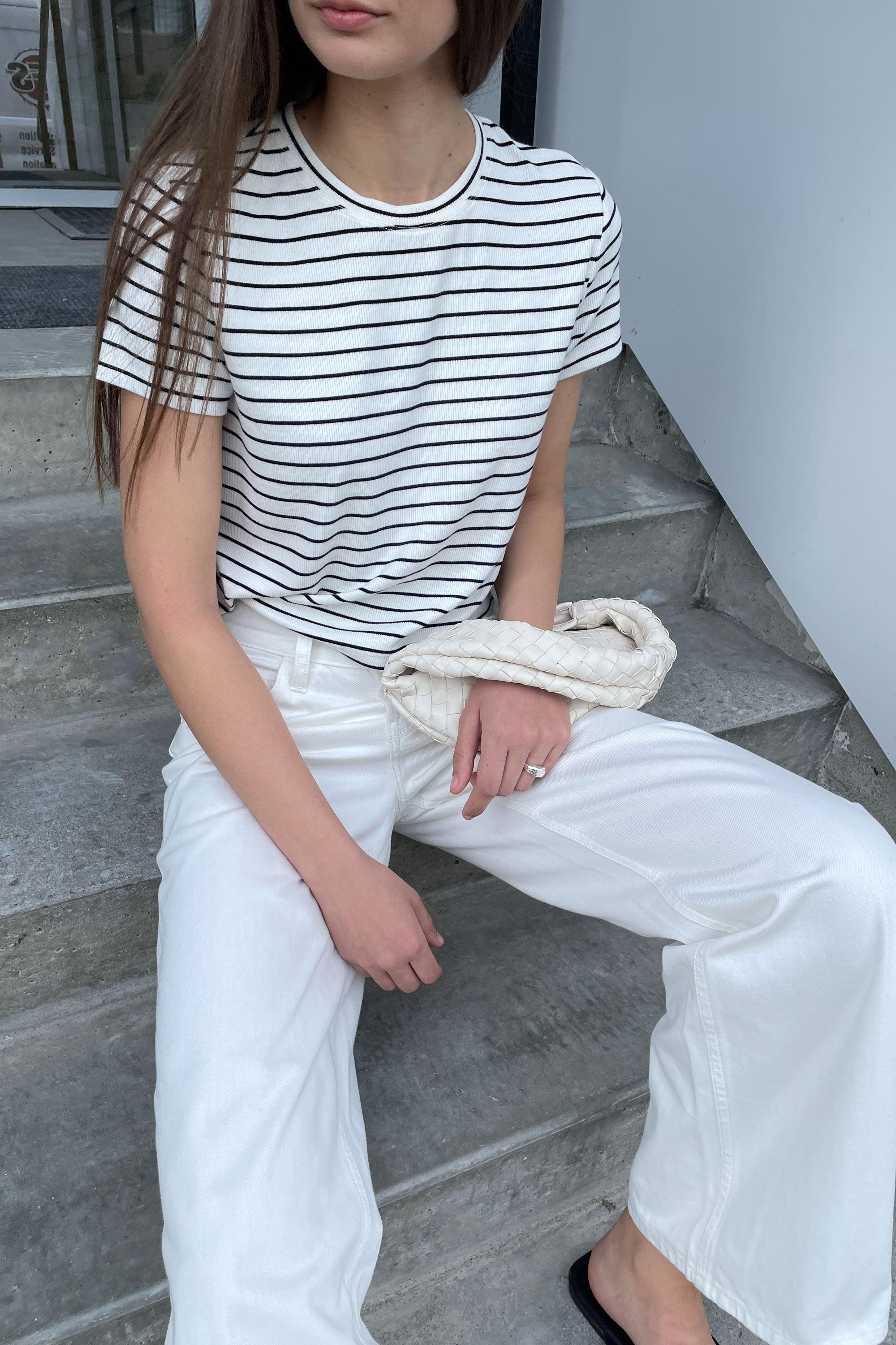 CROPPED STRIPED T-SHIRT by OAK + FORT
