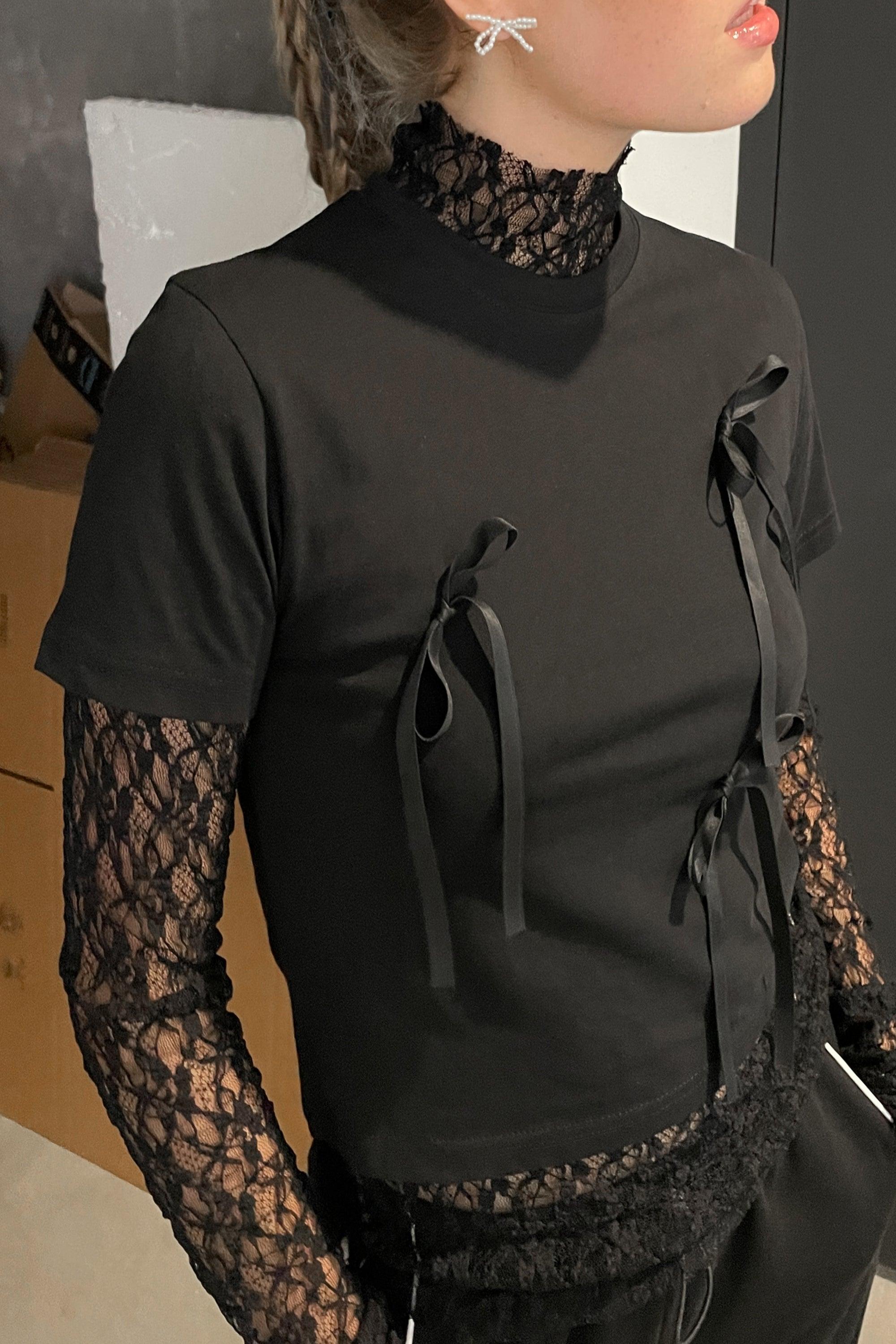 CROPPED T-SHIRT WITH BOW TIES by OAK + FORT