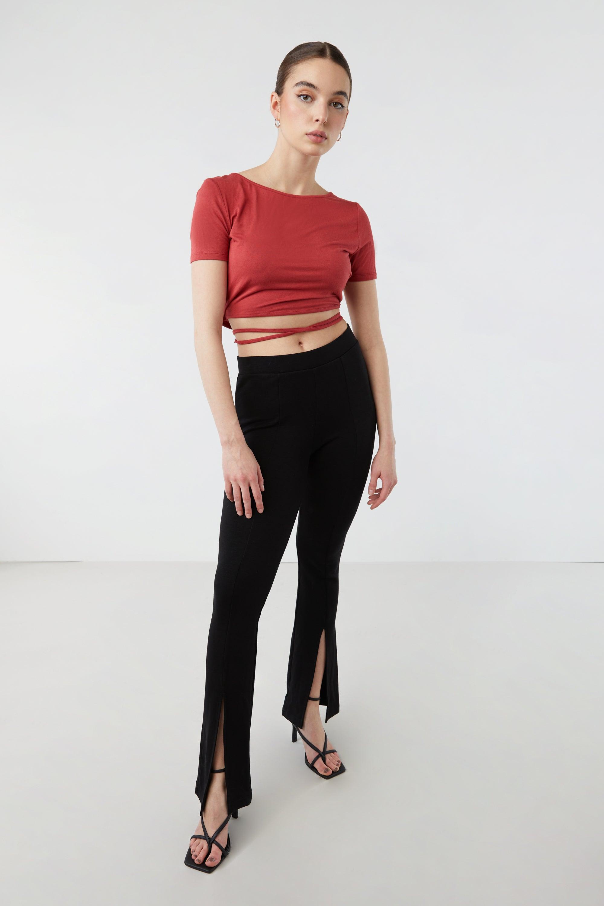 CROPPED TEE WITH WAIST TIES by OAK + FORT