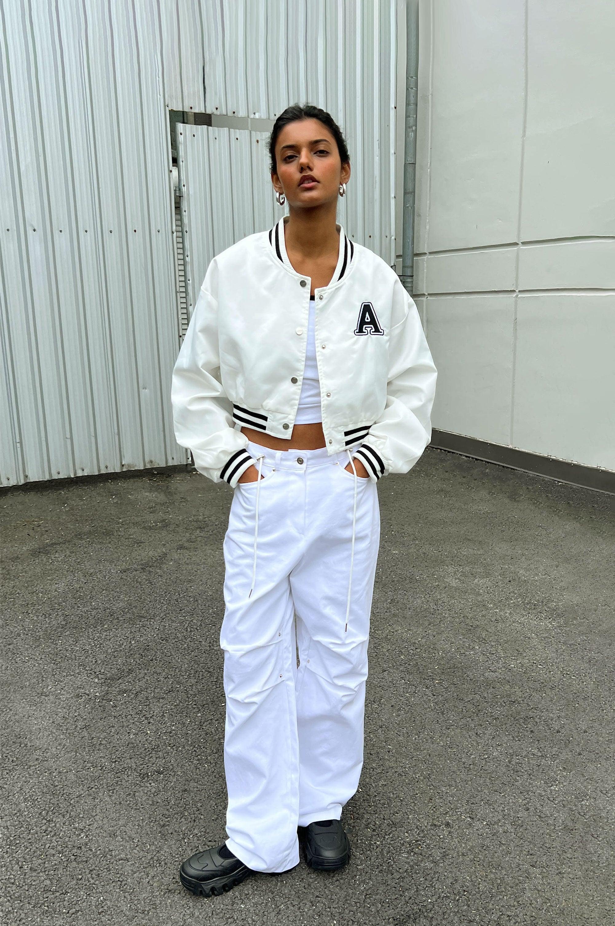 CROPPED VARSITY JACKET by OAK + FORT