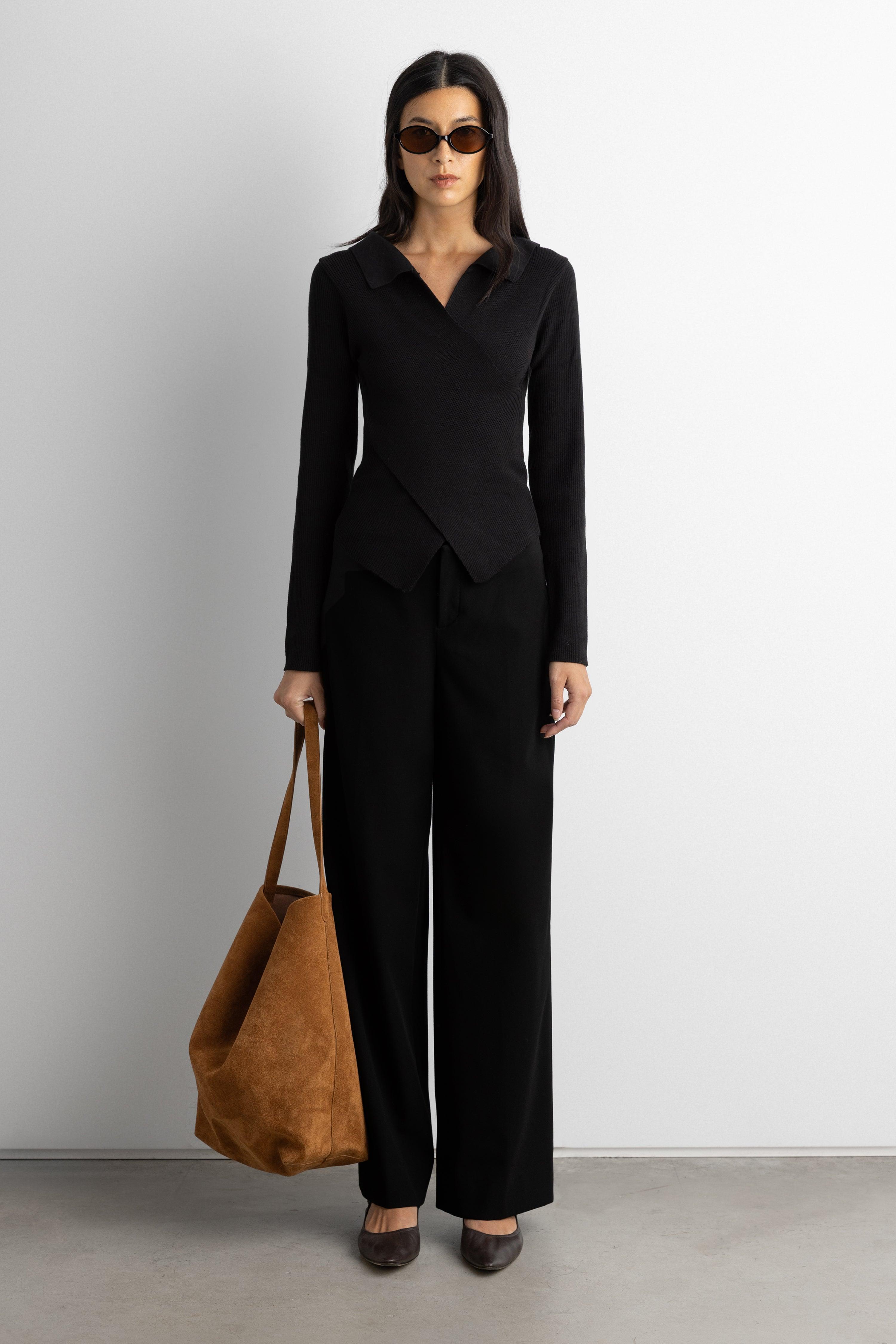 CROSSOVER COLLARED SWEATER by OAK + FORT