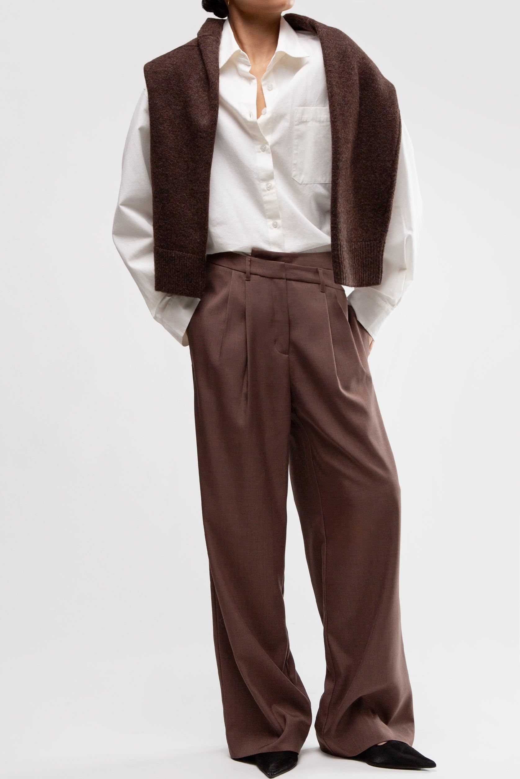 CROSSOVER WAIST WIDE LEG PANT by OAK + FORT