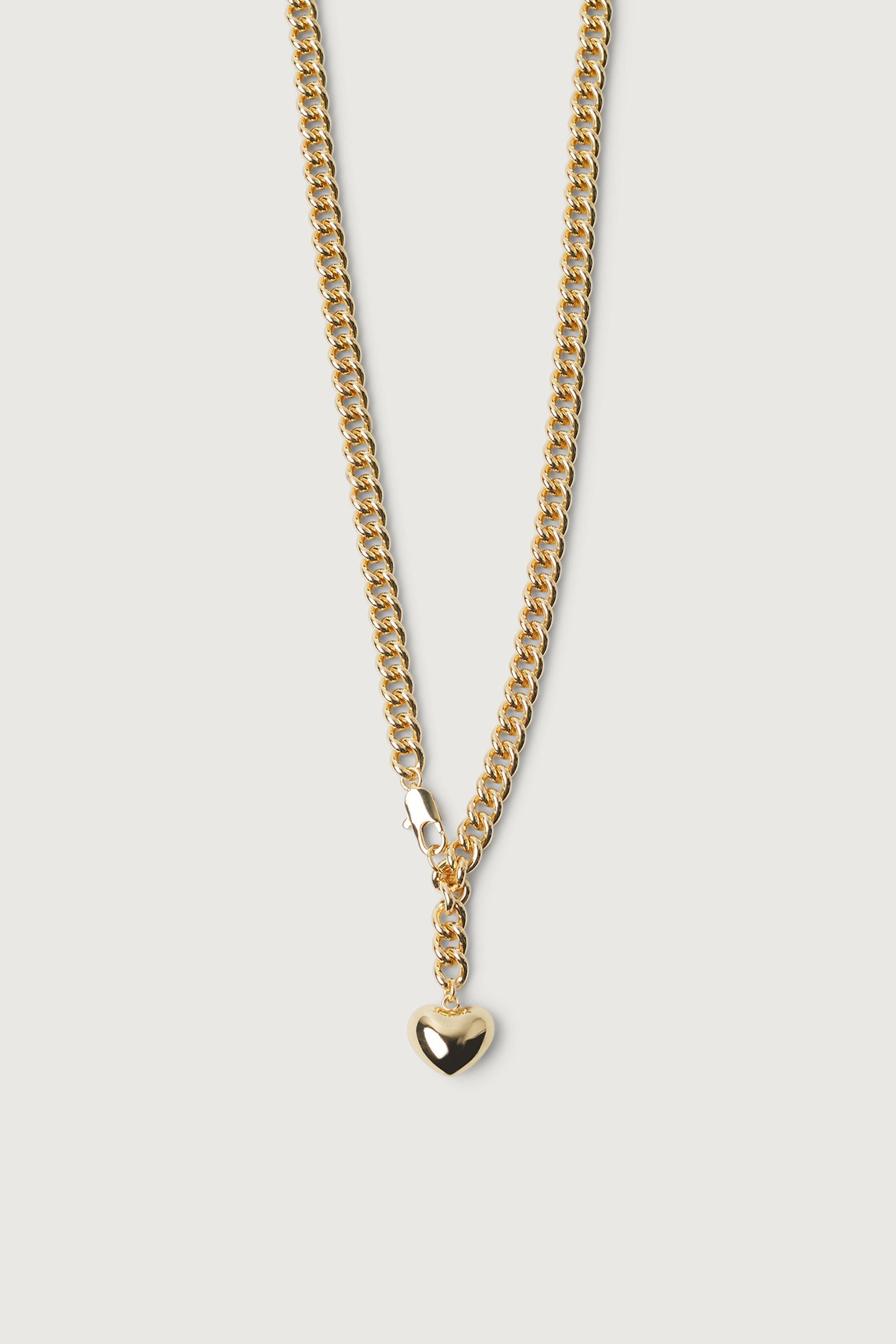 CURB CHAIN NECKLACE WITH HEART PENDANT by OAK + FORT