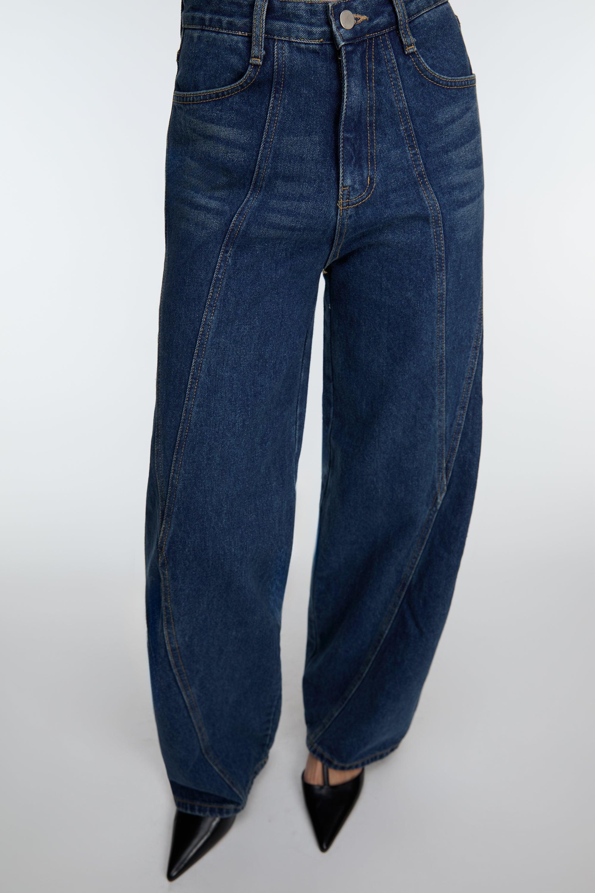 DARK WASH SEAM PANEL JEANS by OAK + FORT