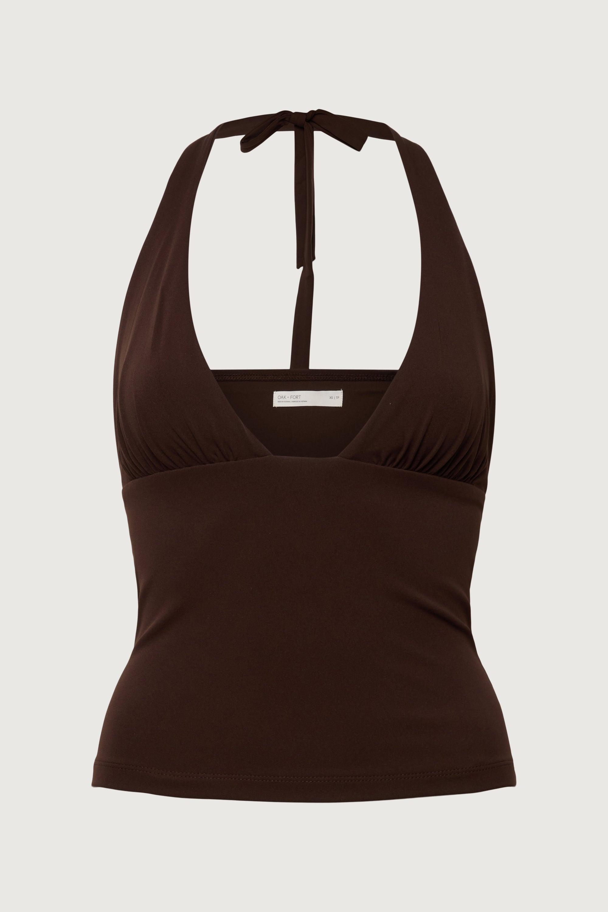DEEP NECKLINE HALTER NECK TOP by OAK + FORT