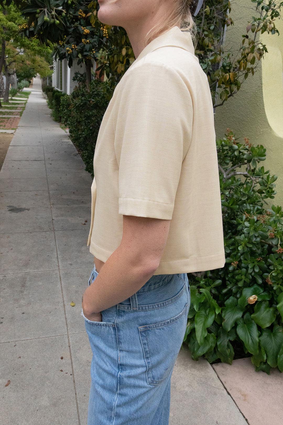 DOUBLE-BREASTED CROPPED BLOUSE by OAK + FORT