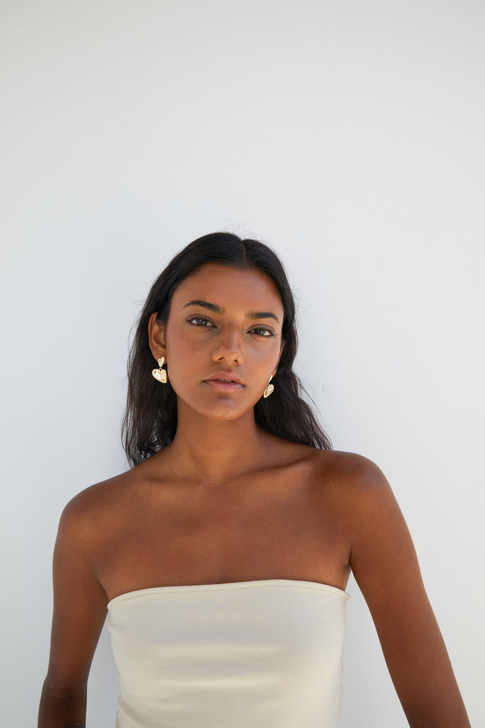 DOUBLE HEART EARRING by OAK + FORT