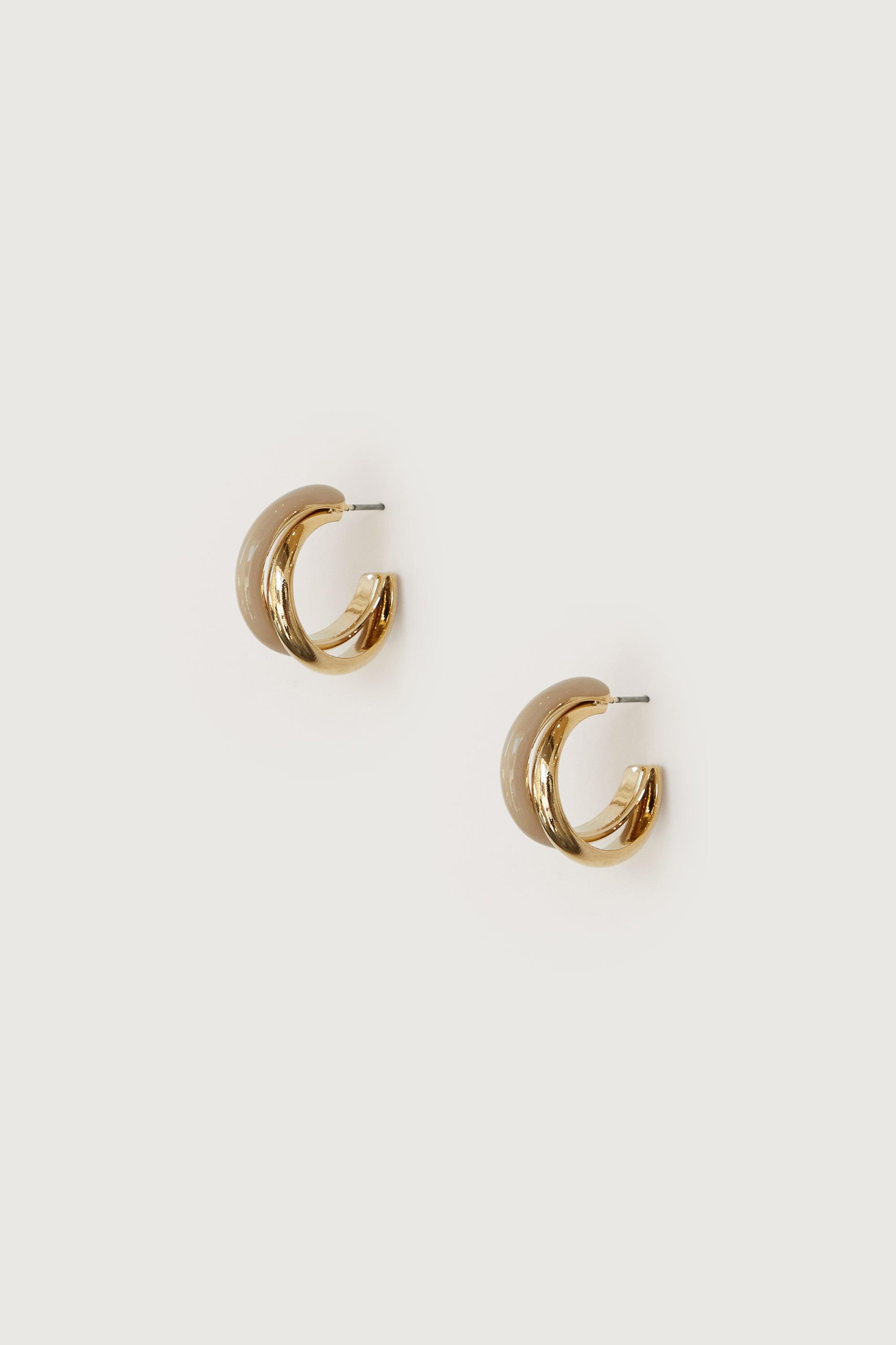 DOUBLE LAYERED HOOP STONE EARRING by OAK + FORT