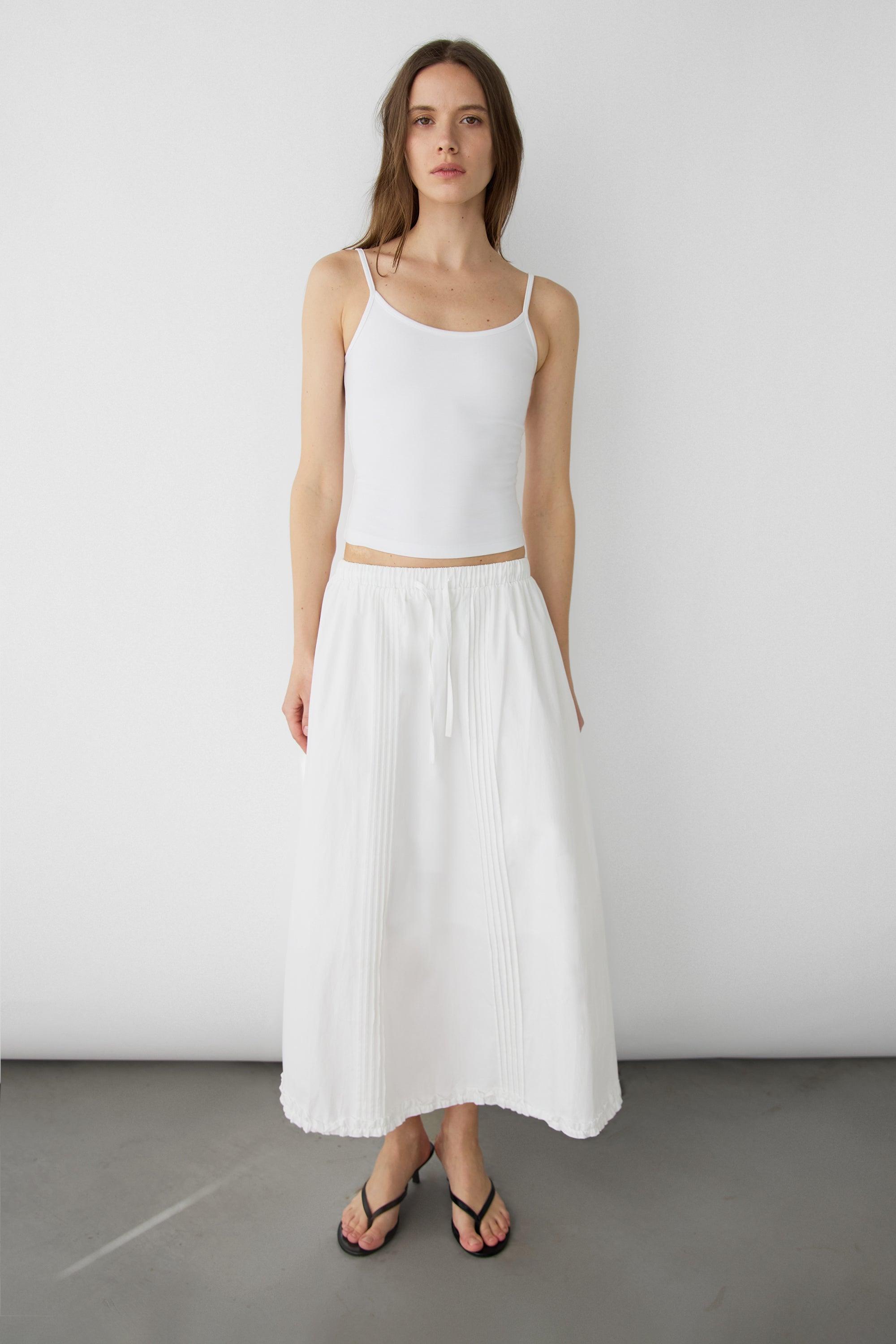 DRAWSTRING WAIST MAXI SKIRT by OAK + FORT