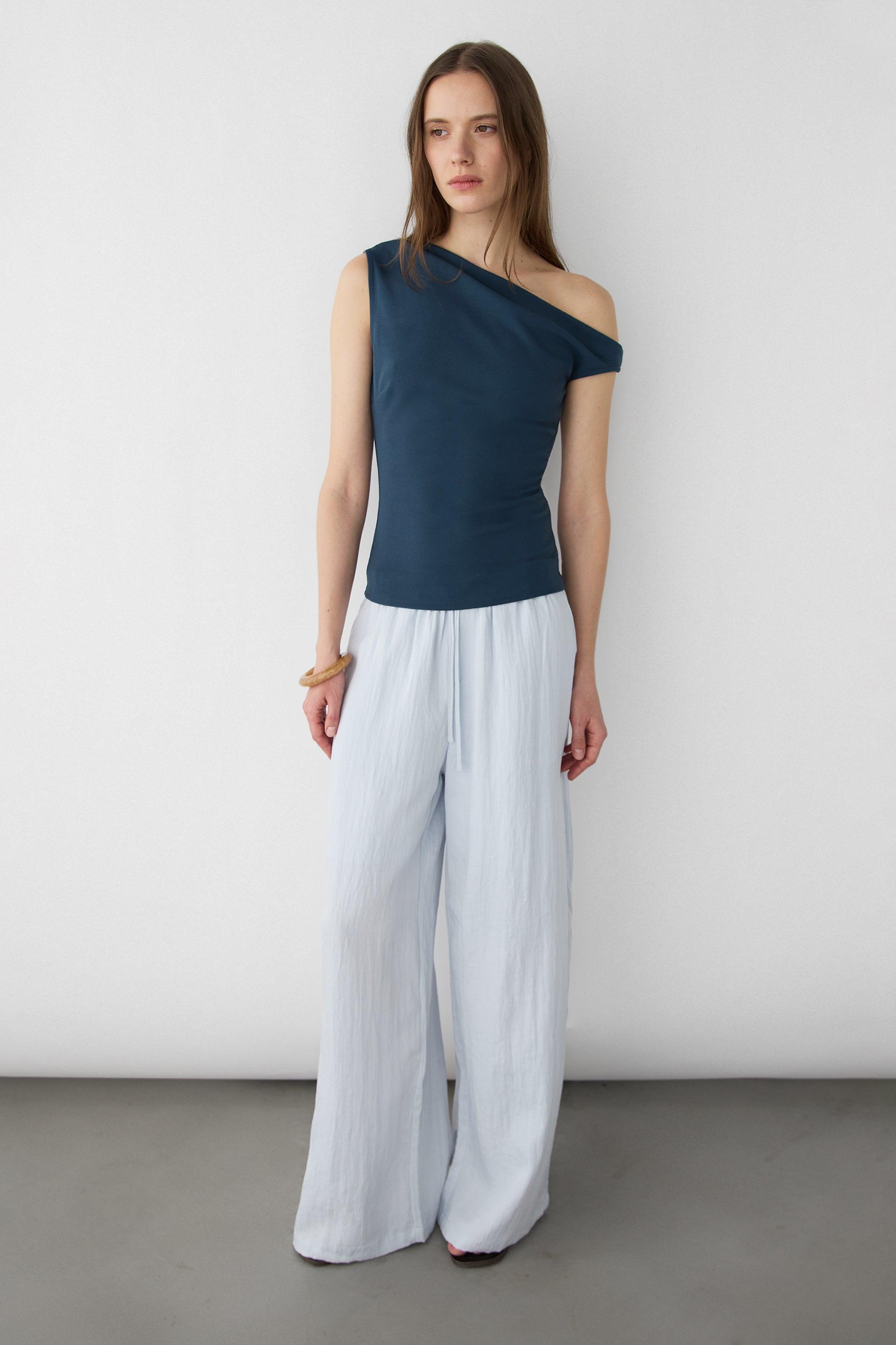 DRAWSTRING WAIST WIDE LEG PANT by OAK + FORT