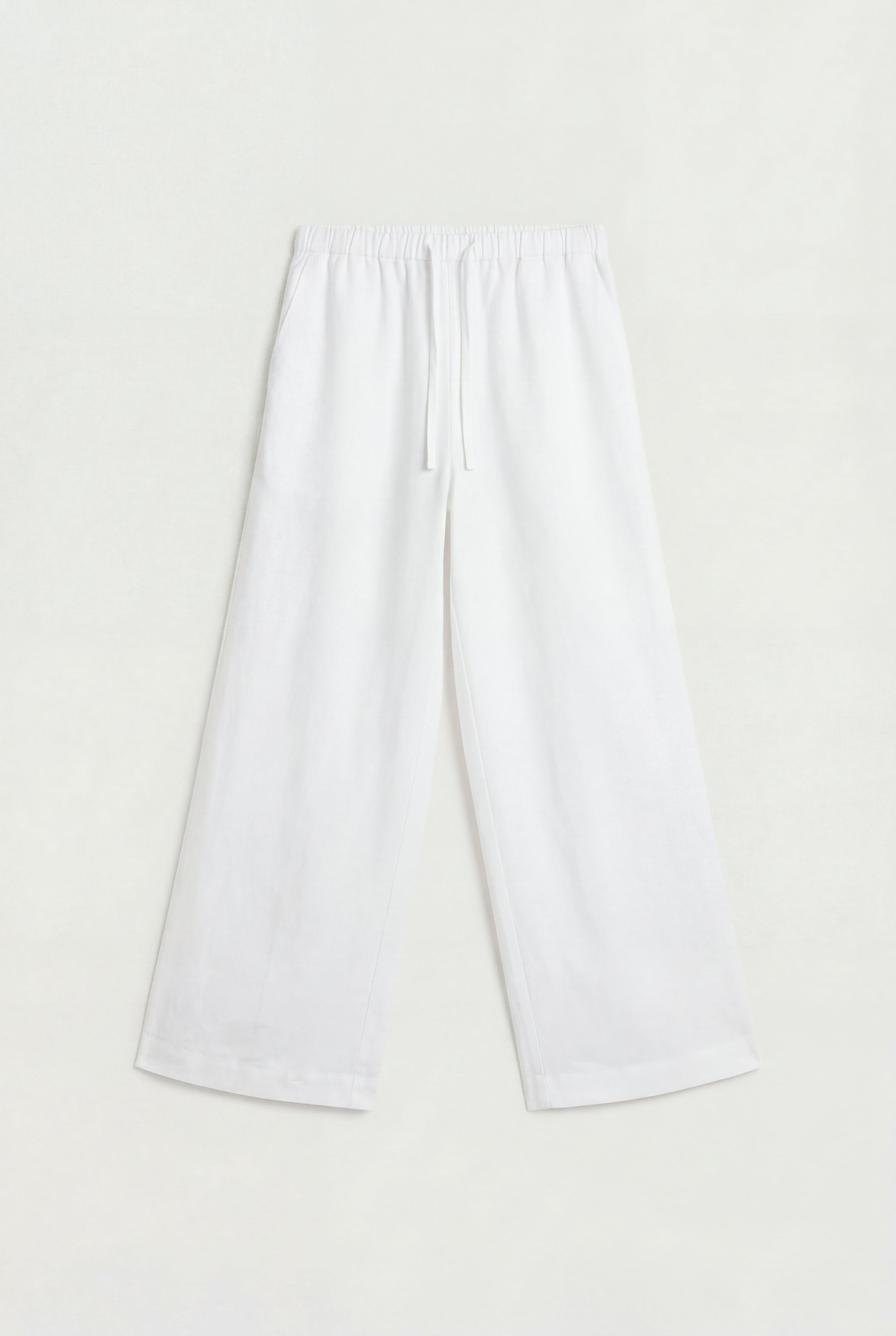 DRAWSTRING WIDE LEG LINEN BLEND PANT by OAK + FORT