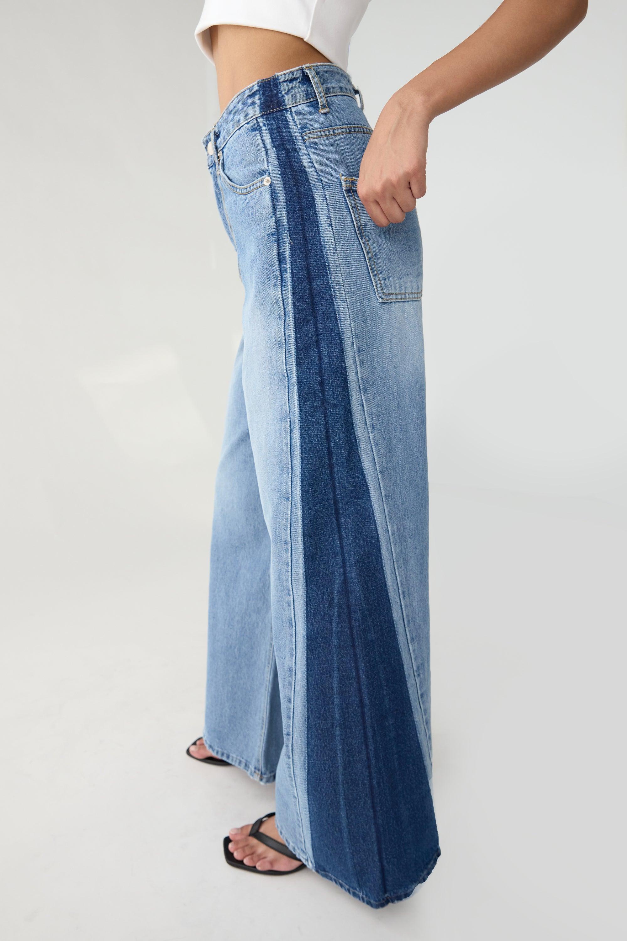 DUO TONE WASH STRAIGHT LEG DENIM JEAN by OAK + FORT