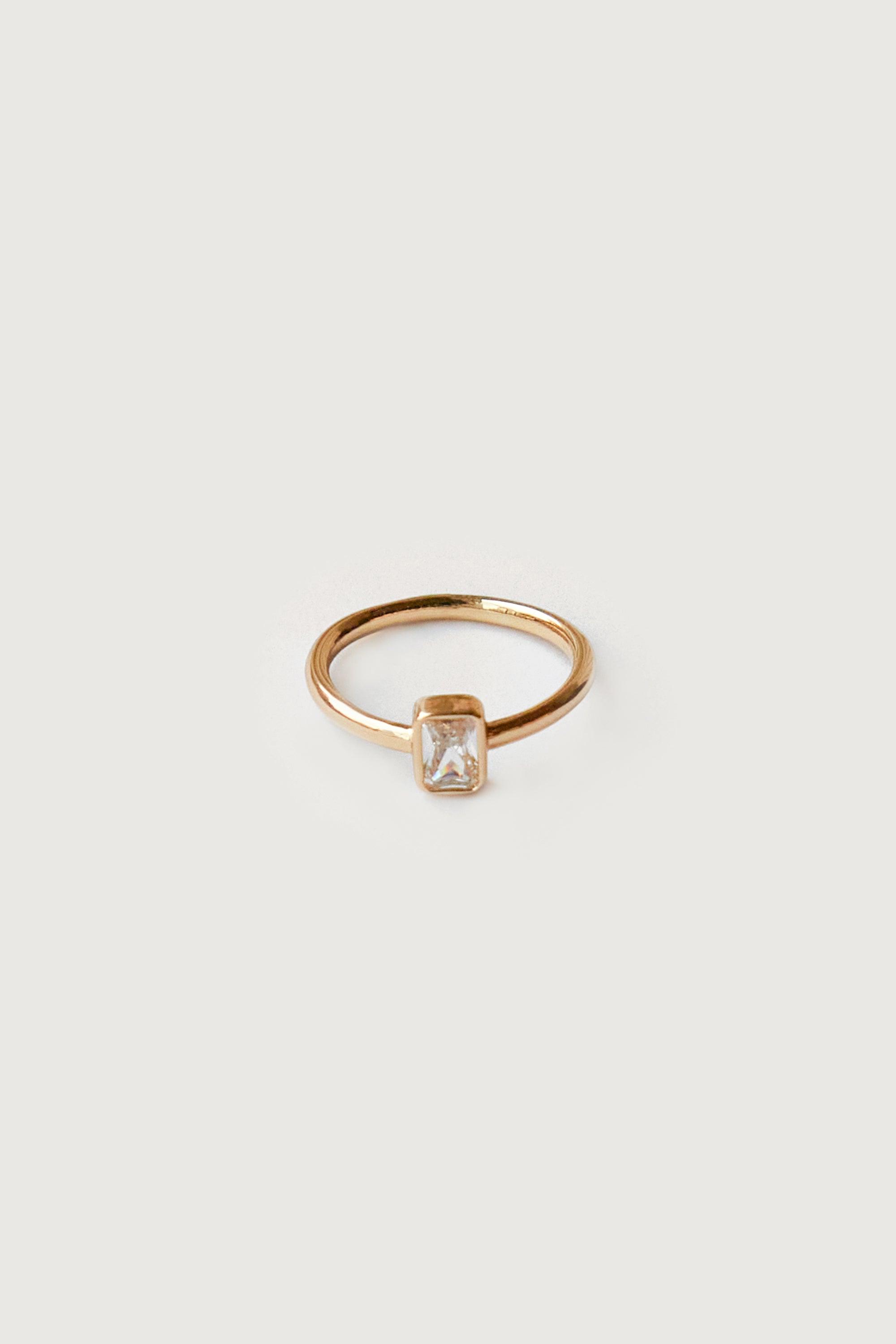 EMERALD CUT ZIRCONIA RING by OAK + FORT
