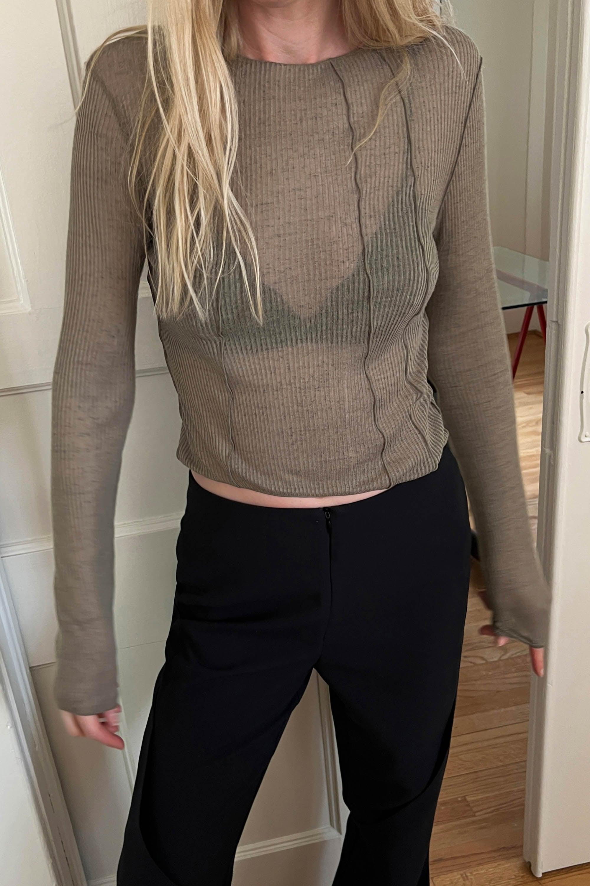 EXPOSED SEAM LONG SLEEVE TOP by OAK + FORT