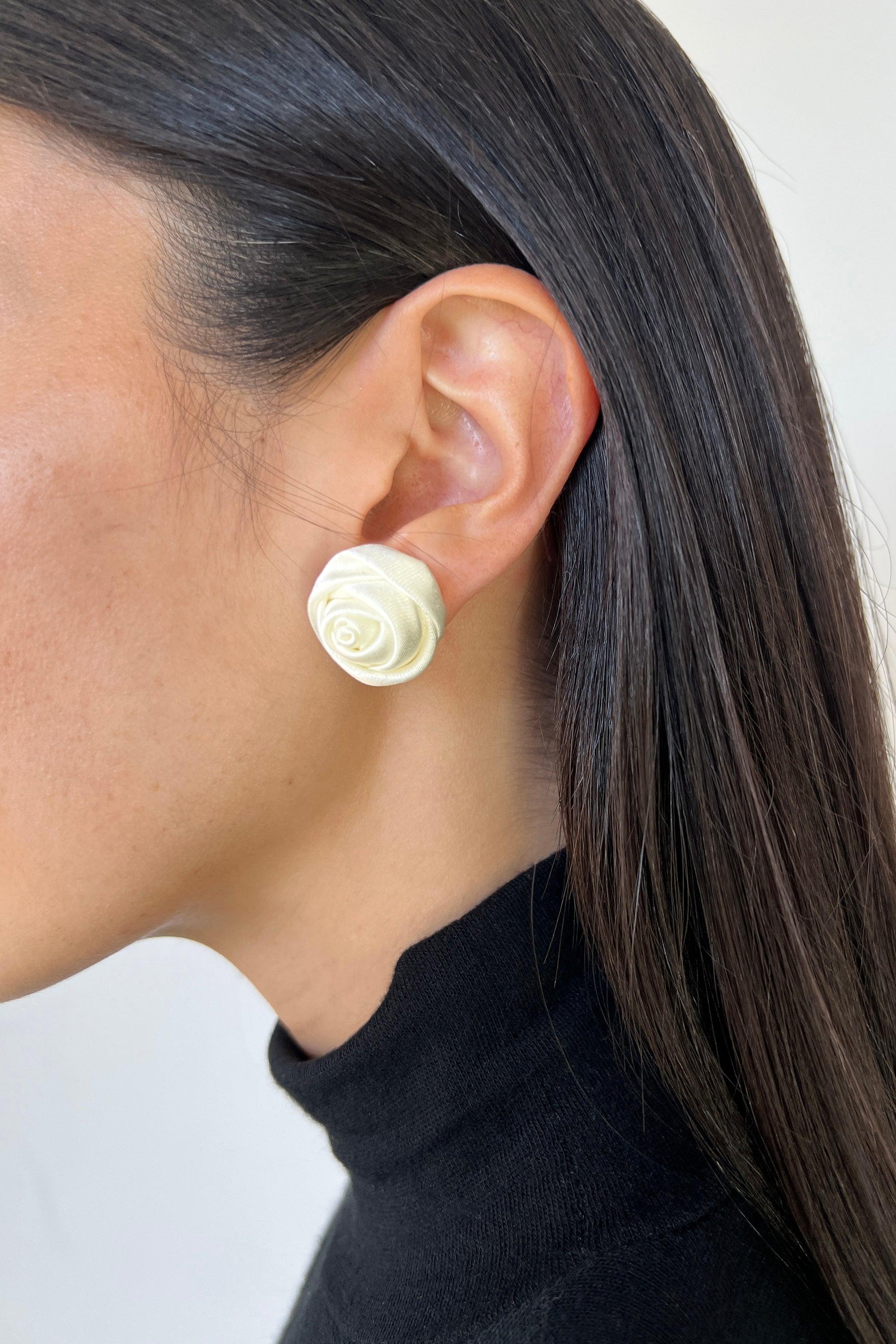 FABRIC ROSE STUD EARRING by OAK + FORT