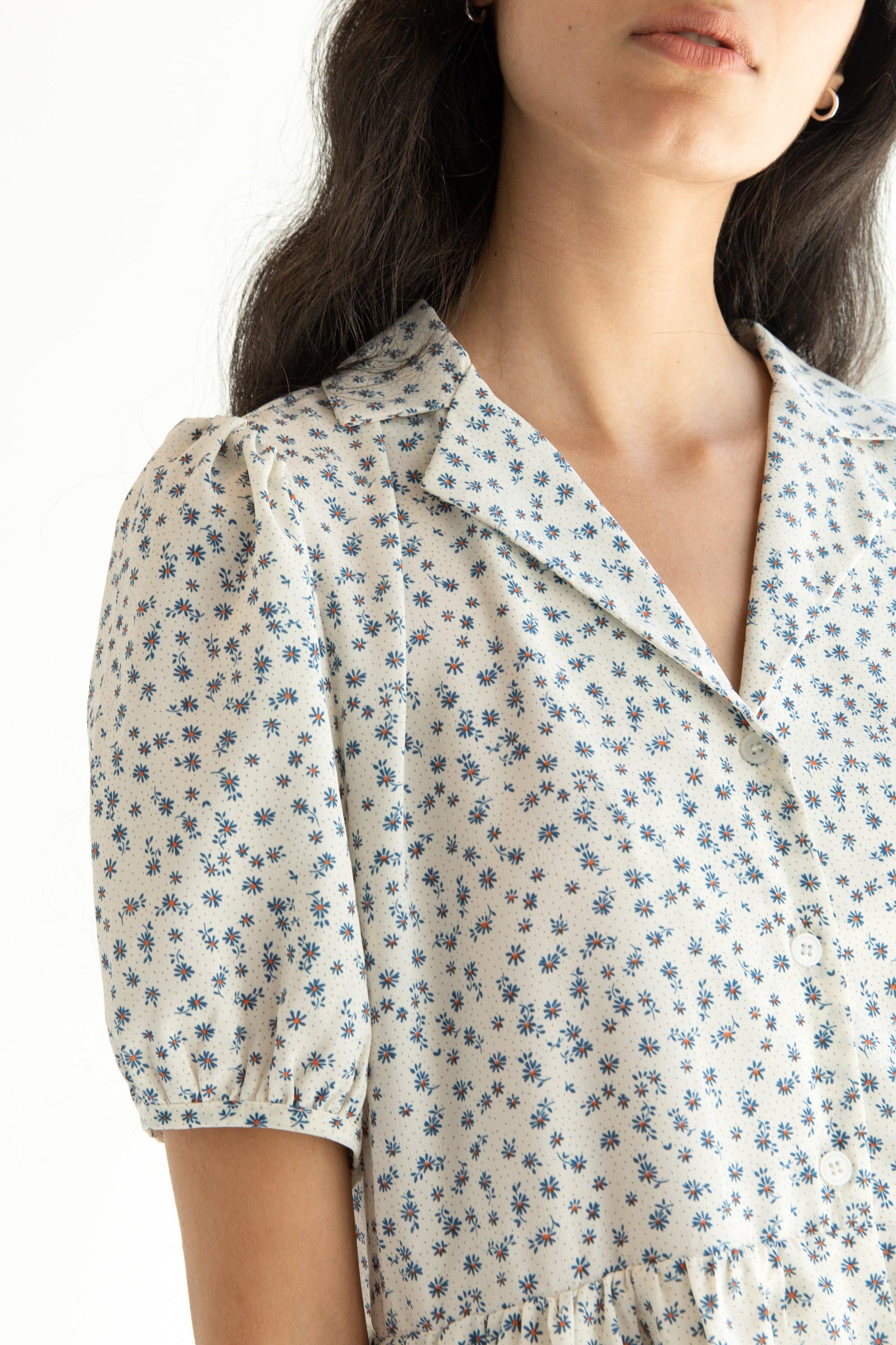 FLORAL BUTTON FRONT DRESS by OAK + FORT