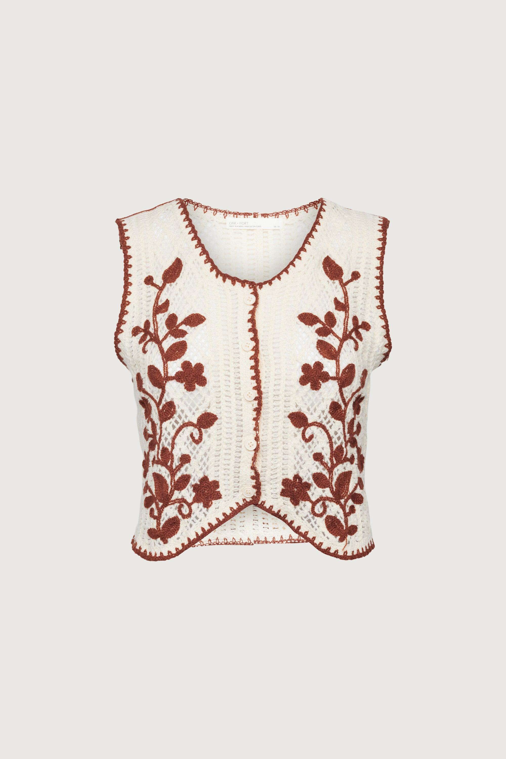 FLORAL EMBROIDERED SWEATER VEST by OAK + FORT