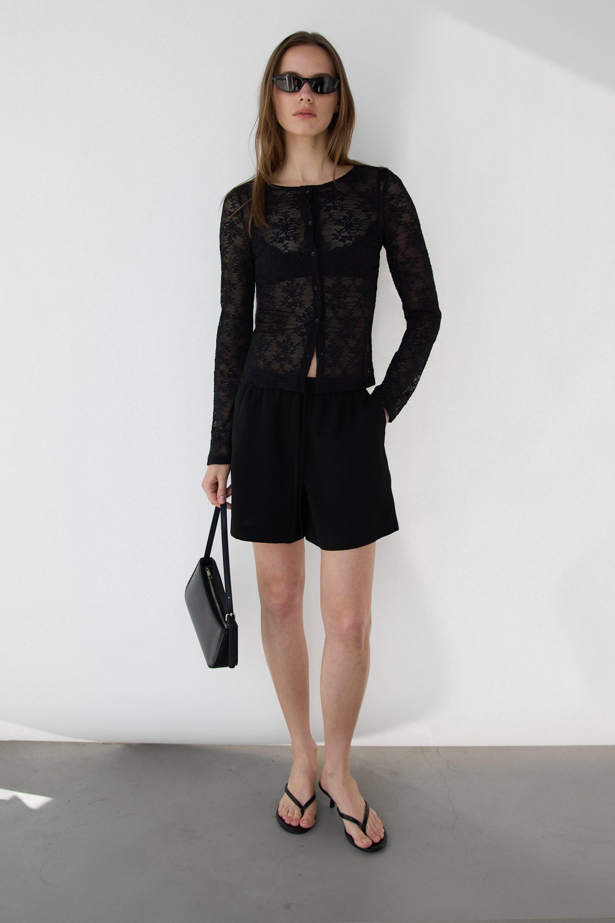 FLORAL LACE SHEER TOP by OAK + FORT