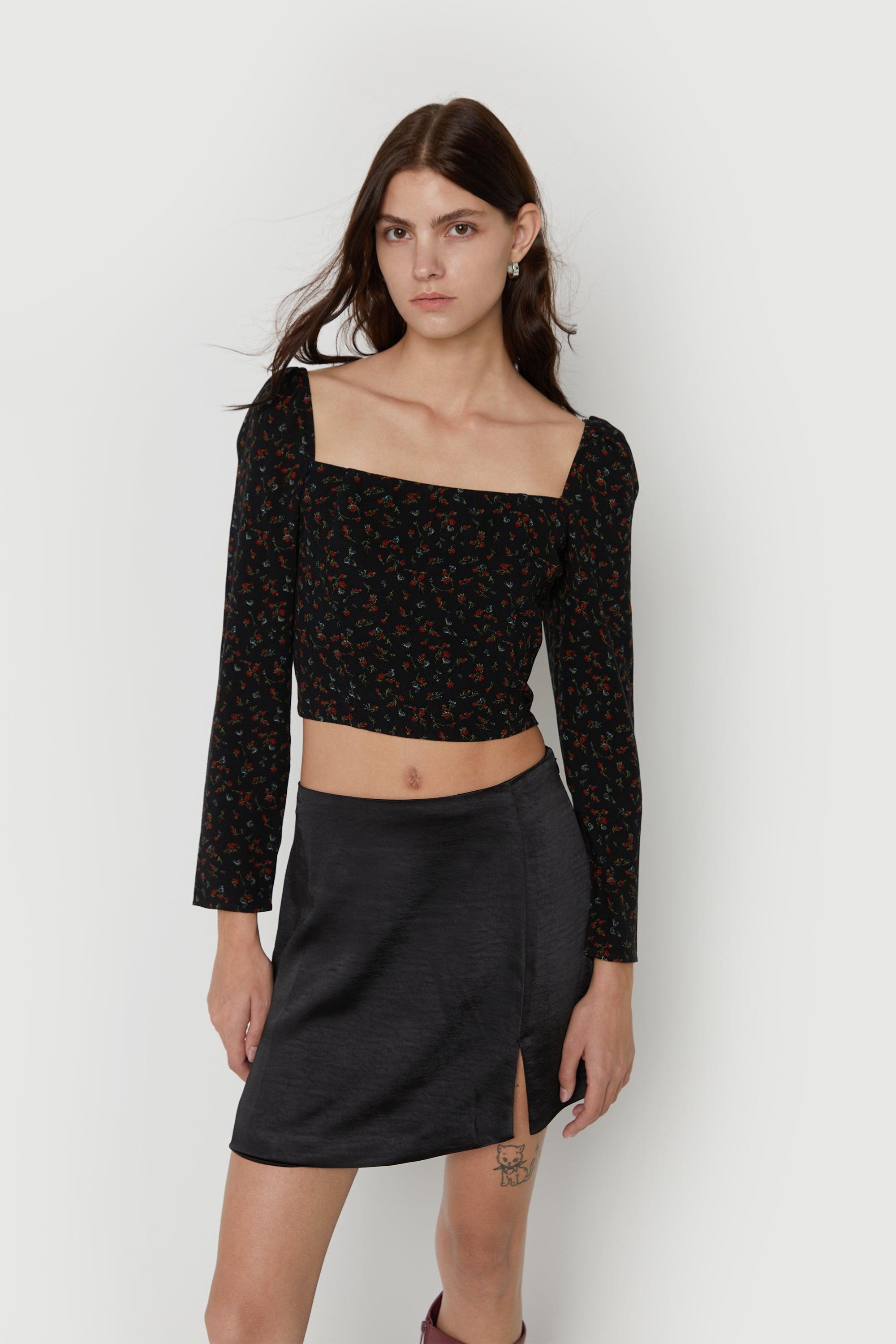 FLORAL SQUARE NECK BLOUSE by OAK + FORT
