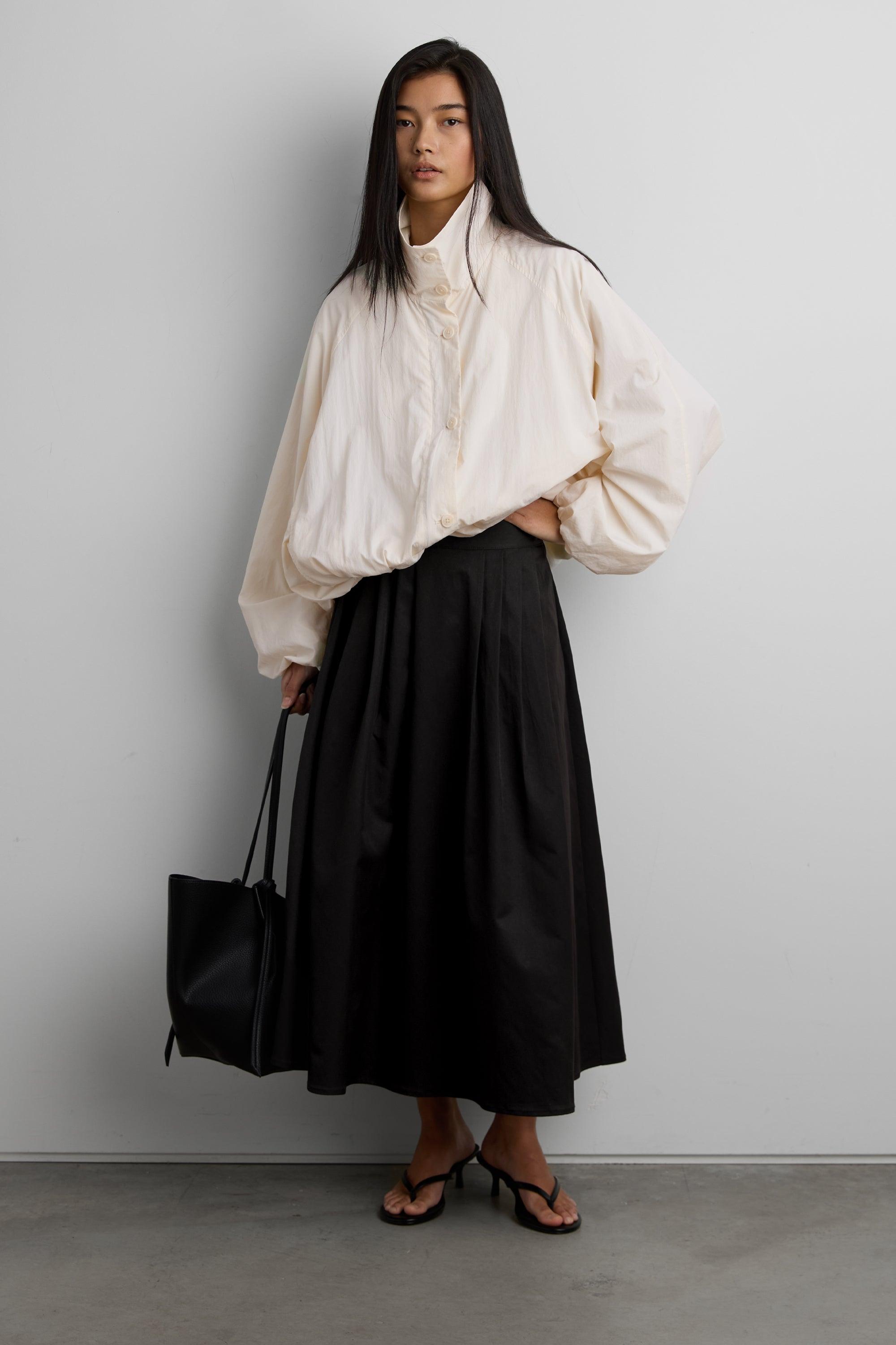 FRONT PLEATED MAXI SKIRT by OAK + FORT