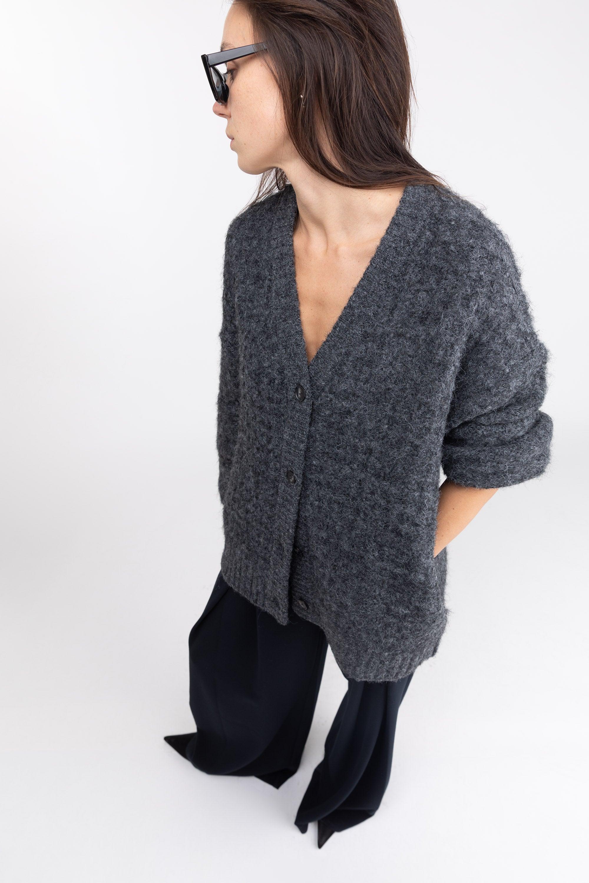 FUZZY BUTTON UP CARDIGAN by OAK + FORT